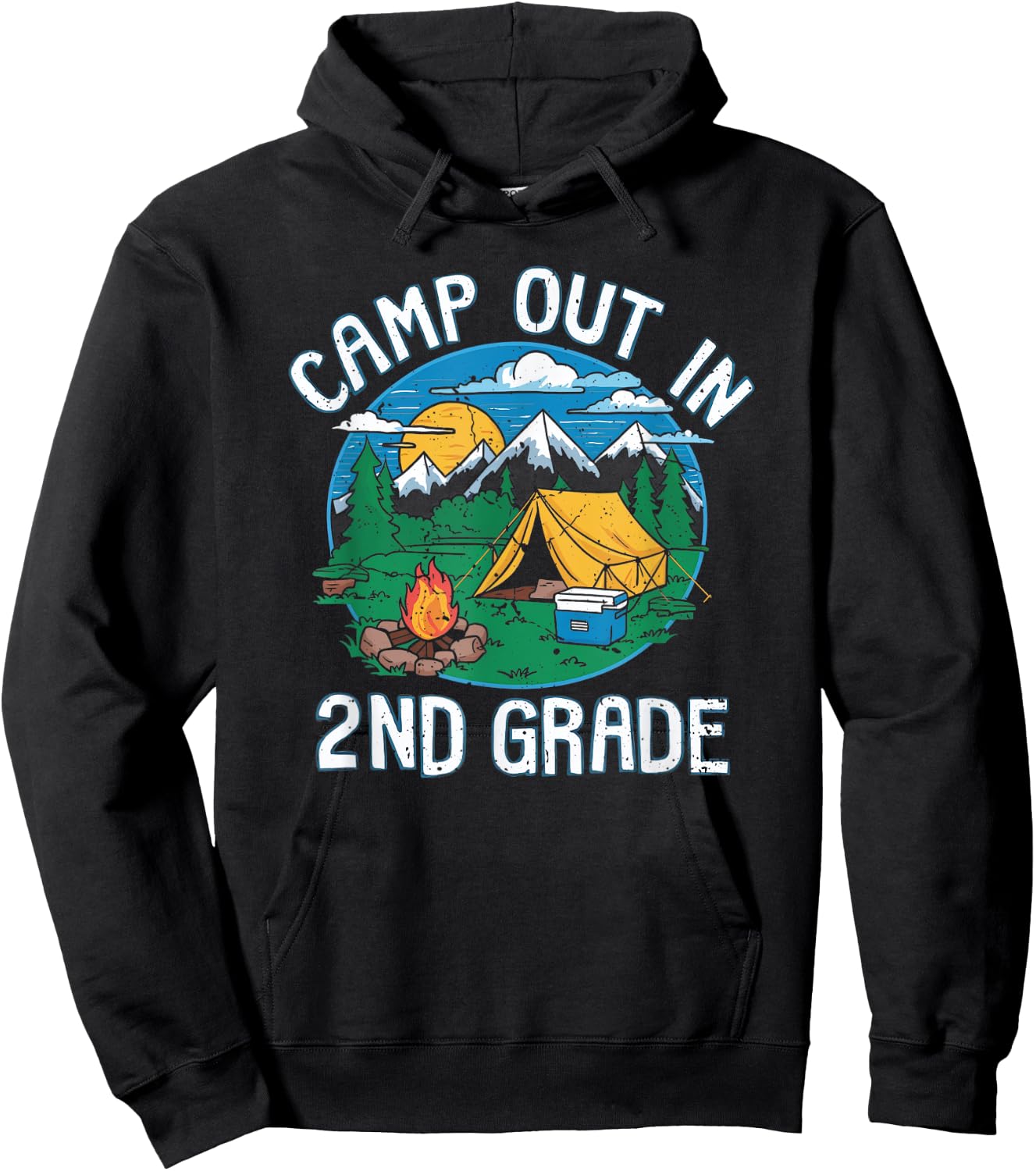 Camp out In 2nd Grade Funny Camping Lovers Back to School Hoodie - Hoodie | Black