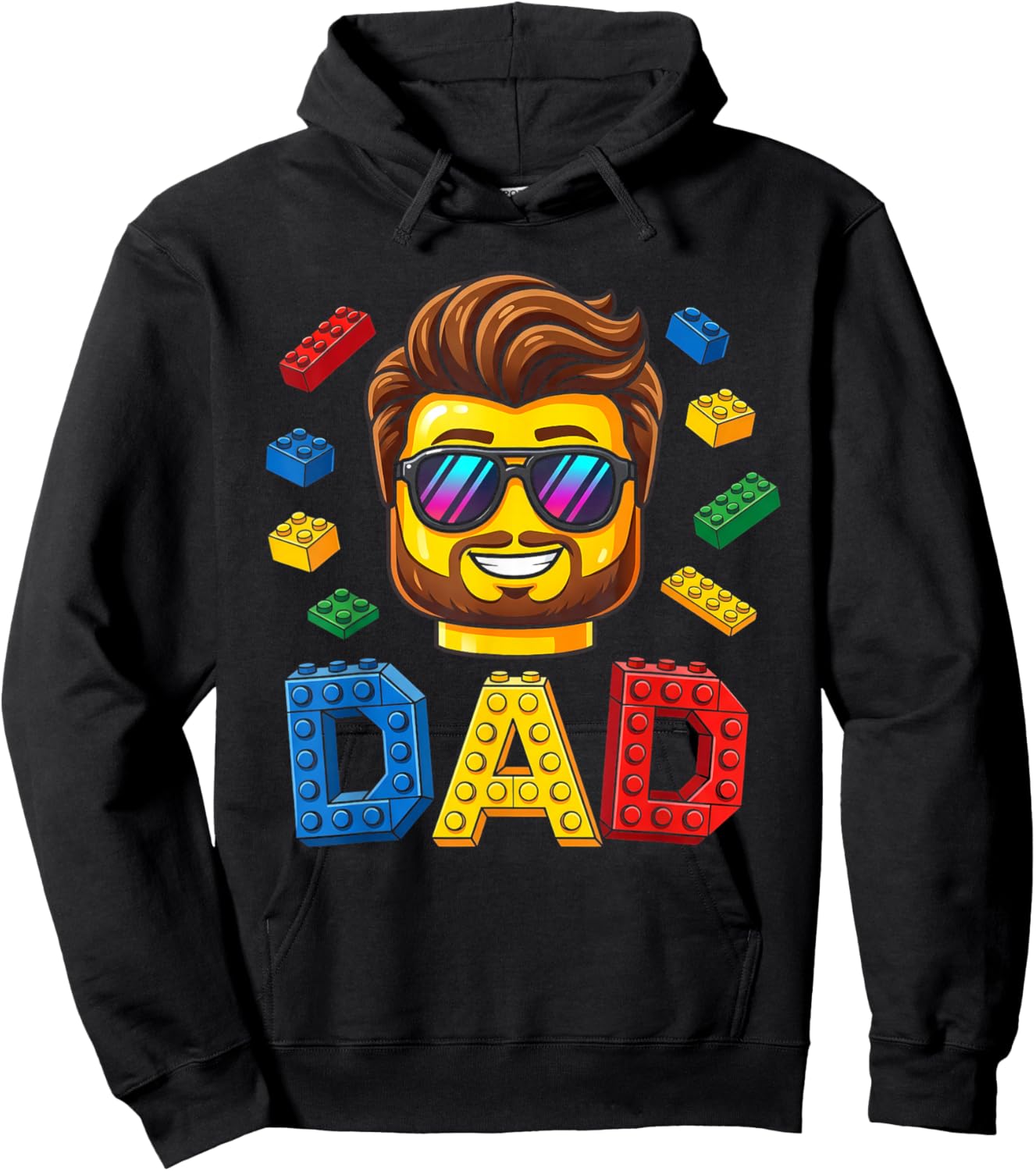 Family Dad Master Builder Building Bricks Blocks Fathers Day Hoodie - Hoodie | Black