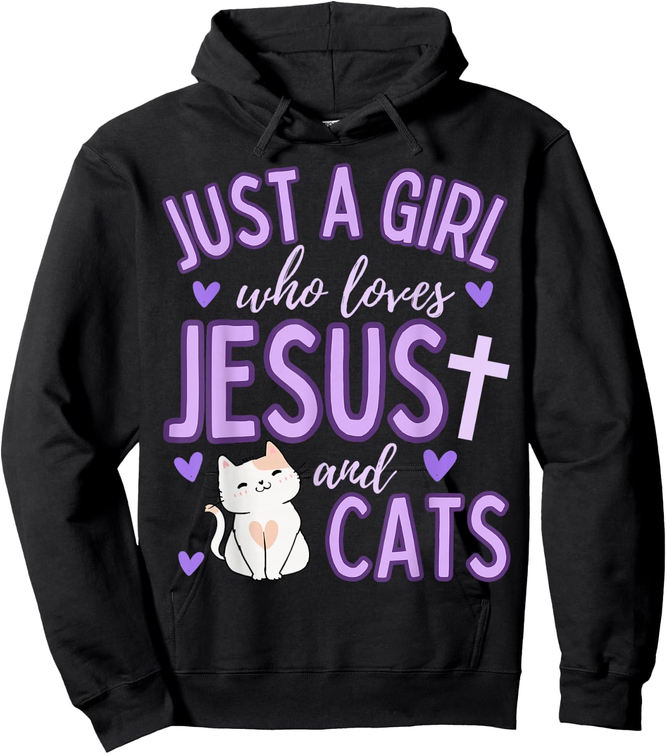 Just A Girl Who Loves Jesus and Cats Christian Funny Cute Hoodie - Hoodie | Black