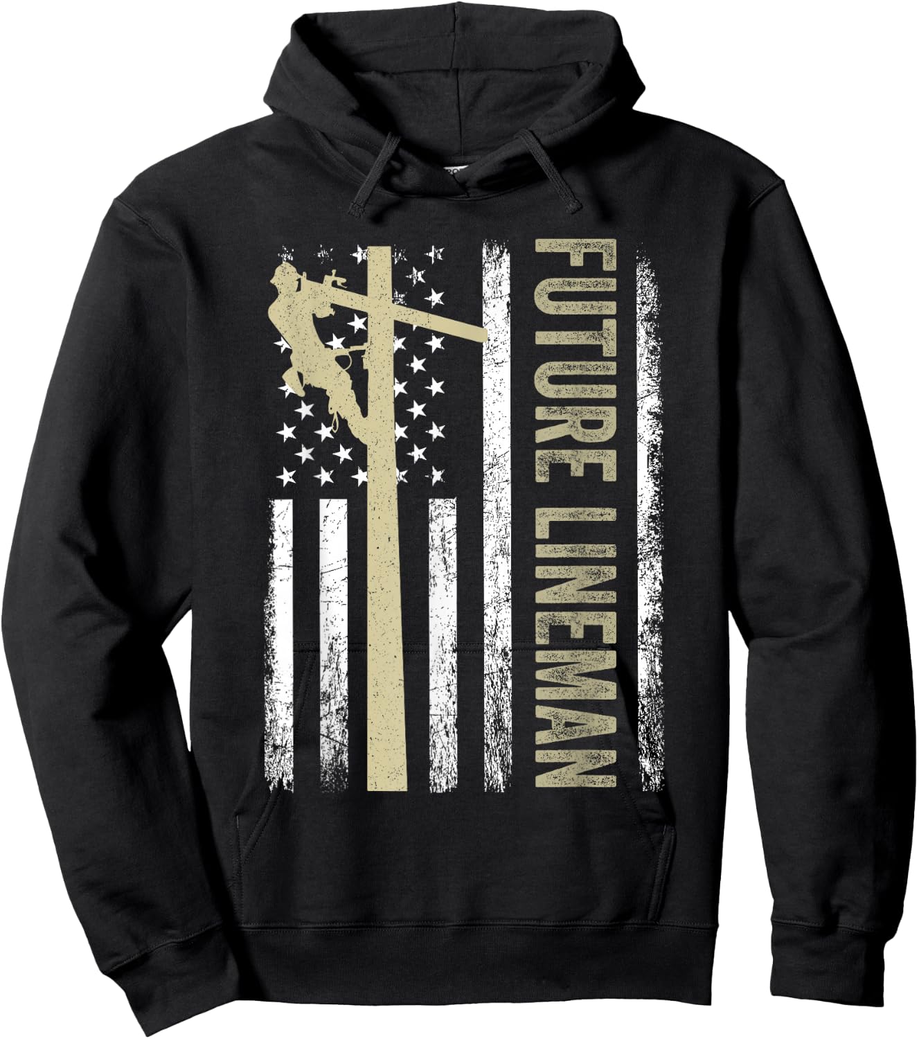 Future Lineman American Flag Electric Cable 4th of July Hoodie - Hoodie | Black
