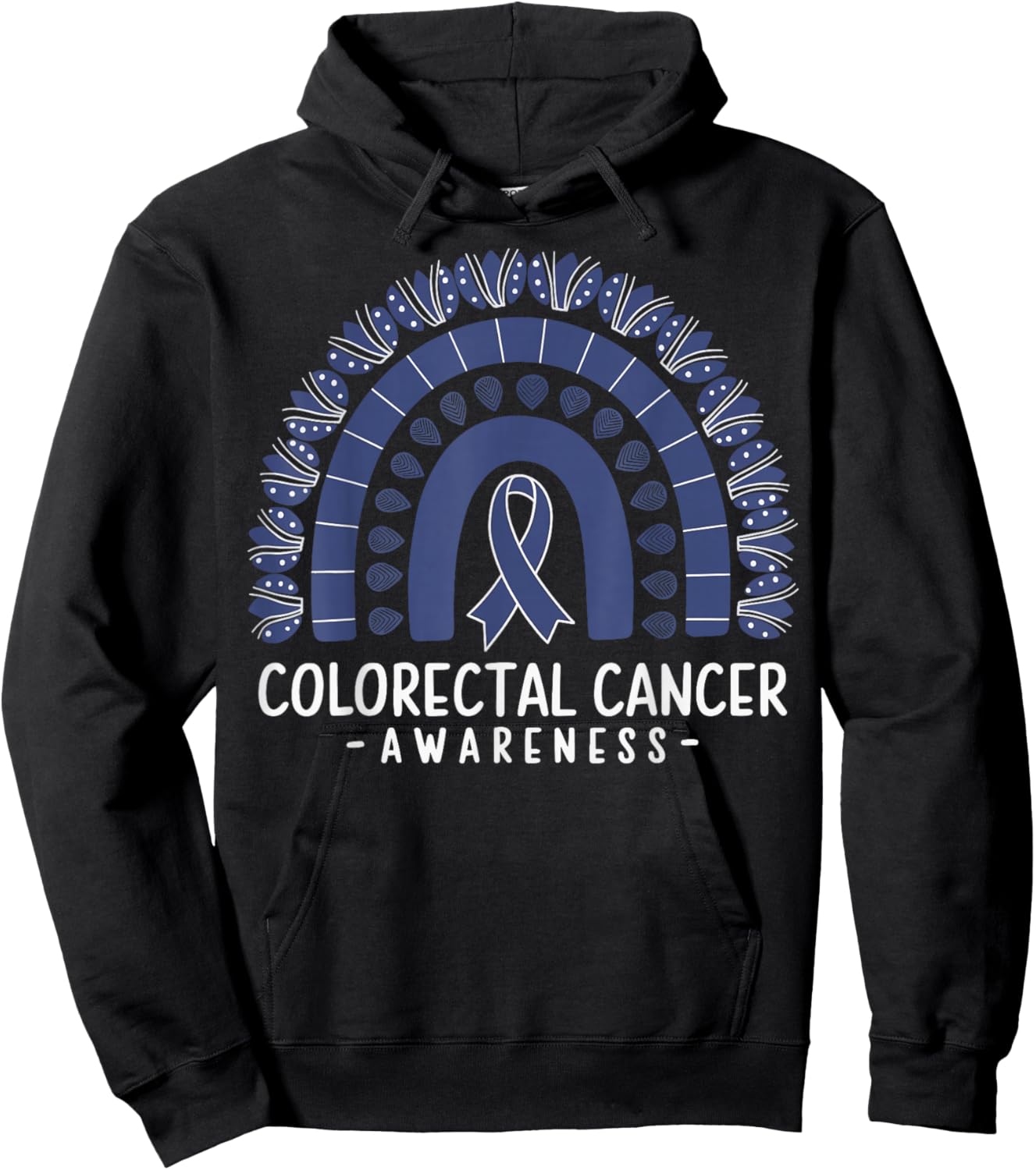 Colorectal Cancer Awareness Blue Ribbon Hoodie - Hoodie | Black
