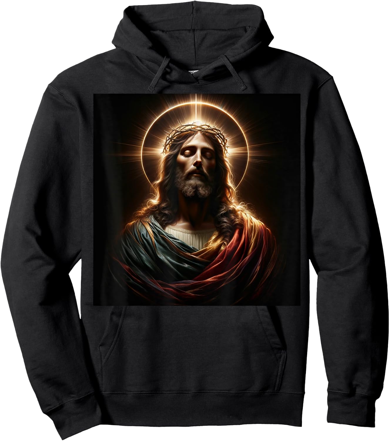 Jesus Christ Divine Crown of Thorns Christian Art Hoodie - Hoodie | Black