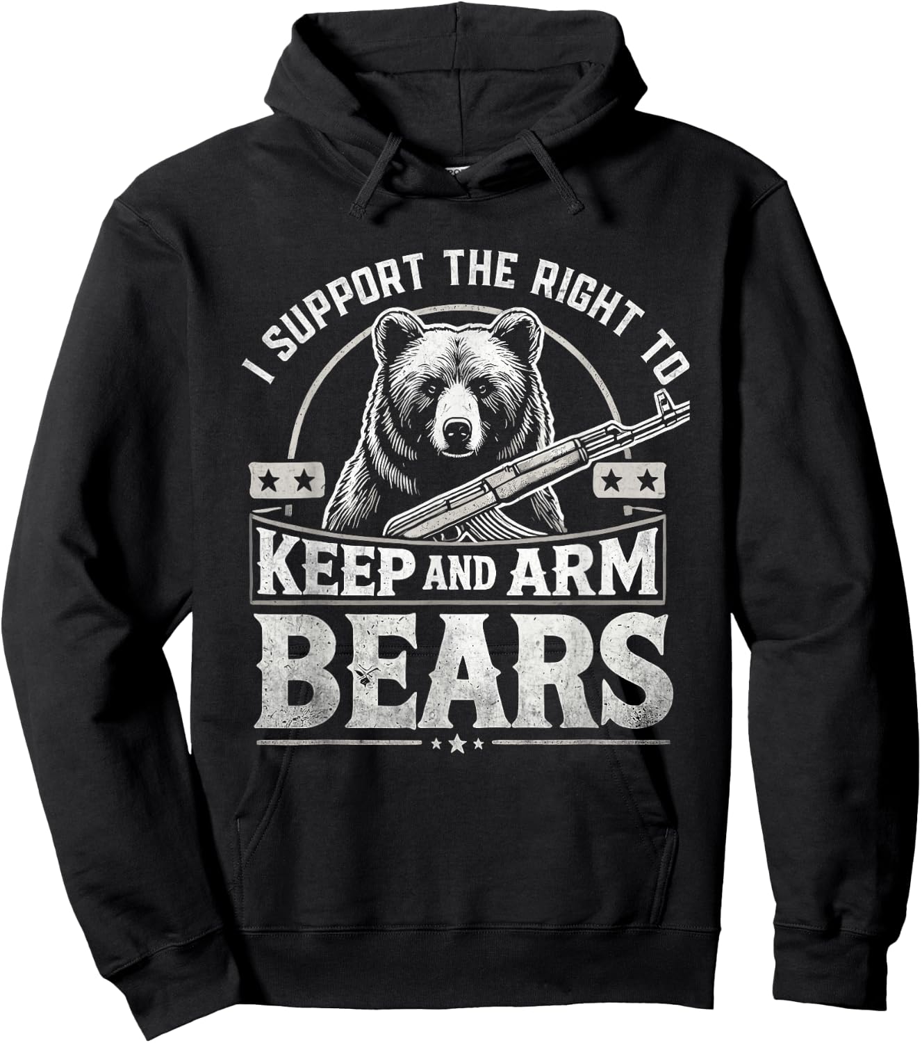 I Support the Right to Keep and Arm Bears Funny Meme Design Hoodie - Hoodie | Black