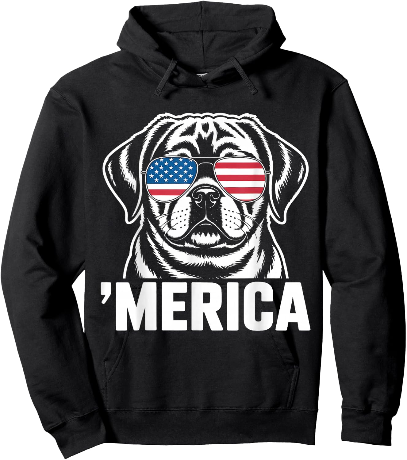 Patriotic USA American Flag 4th of July Puggle Hoodie - Hoodie | Black