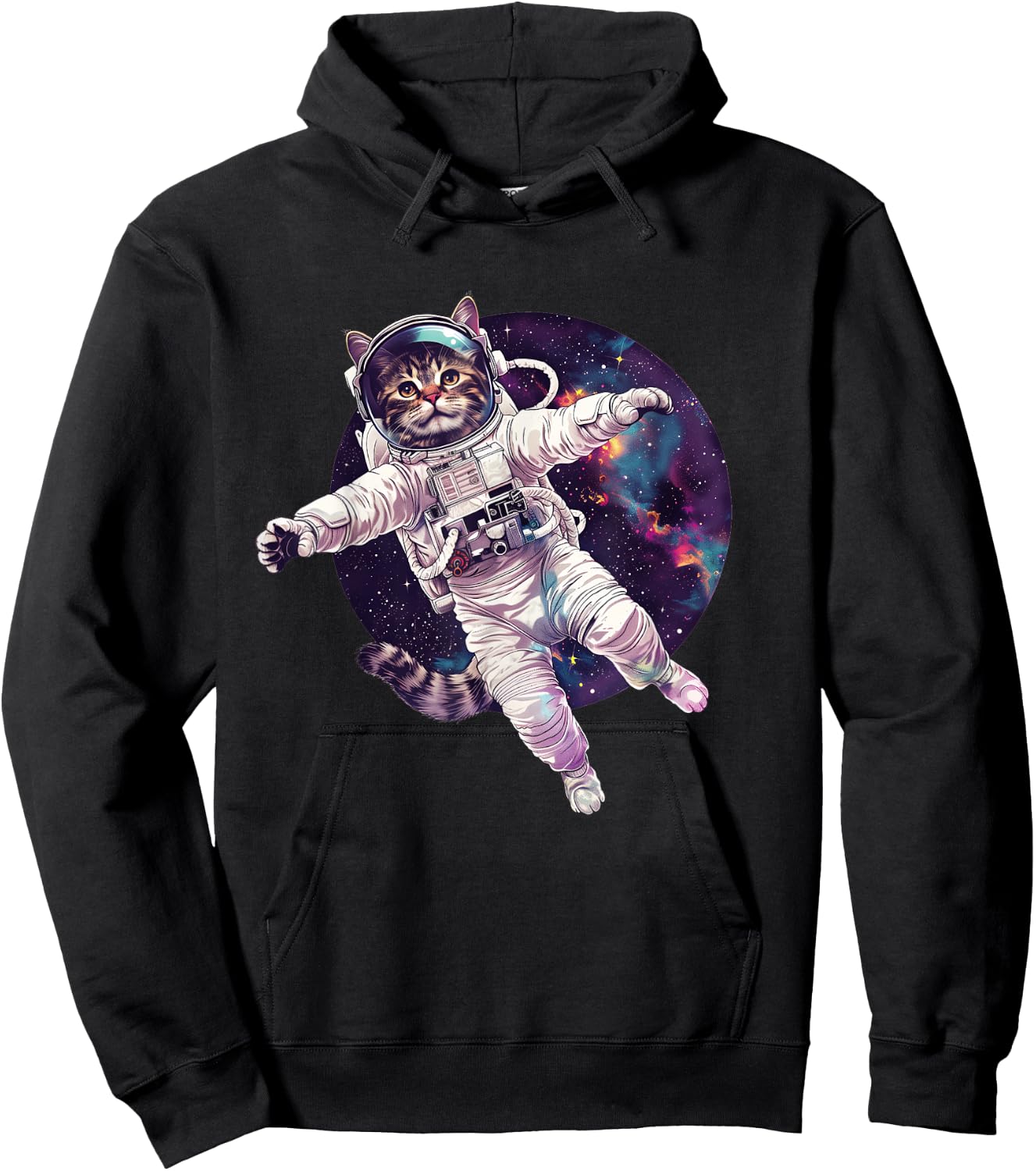 Funny Cat Astronaut in Space Hoodie - Hoodie | Black