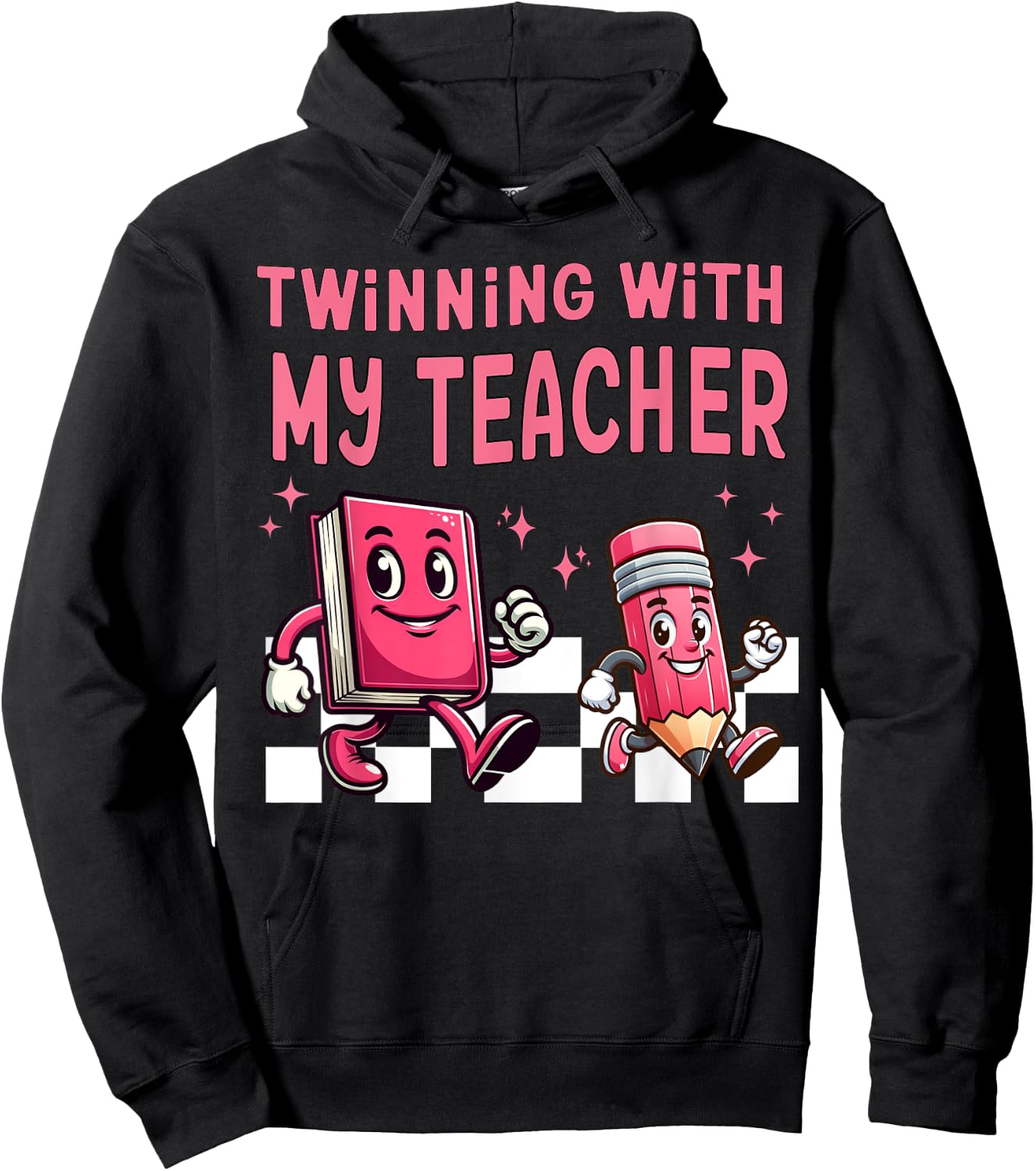 Twinning With My Teacher Para Matching Paraprofessional 70s Men Women Hoodie - Hoodie | Black
