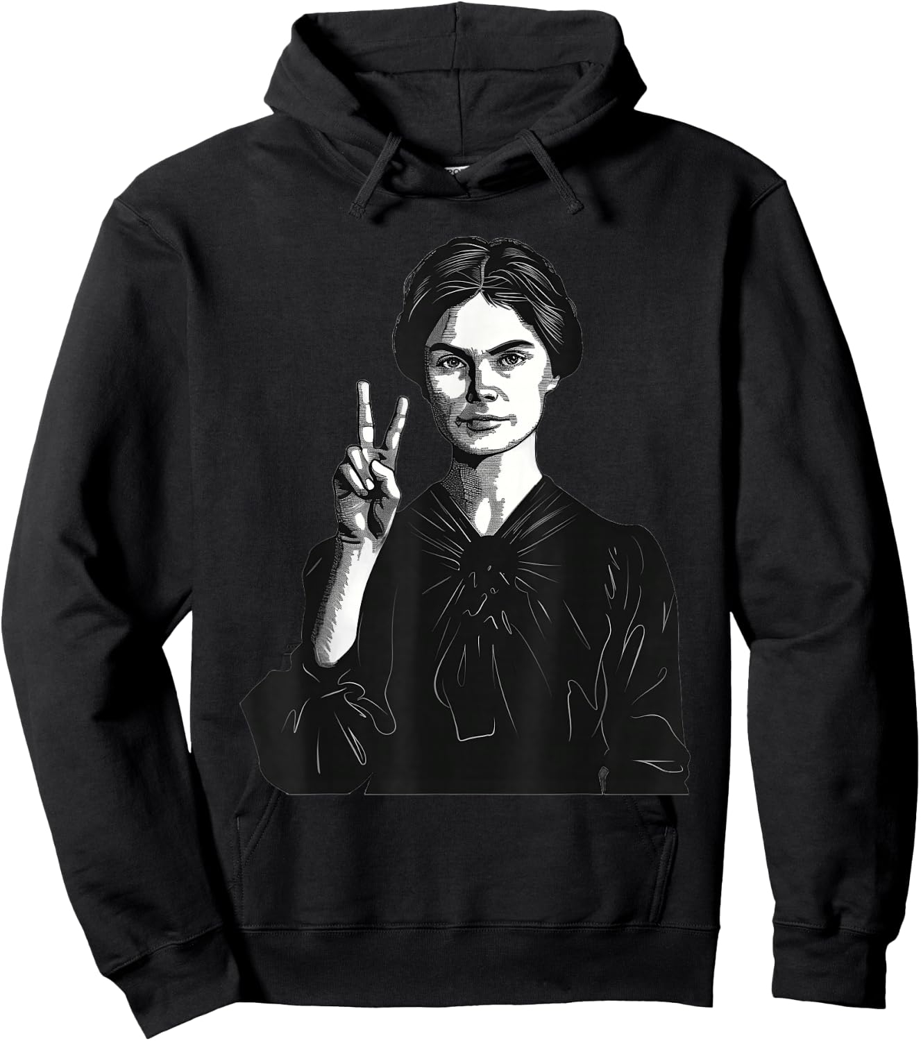 Emily Dickinson Showing The Peace Sign Hoodie - Hoodie | Black