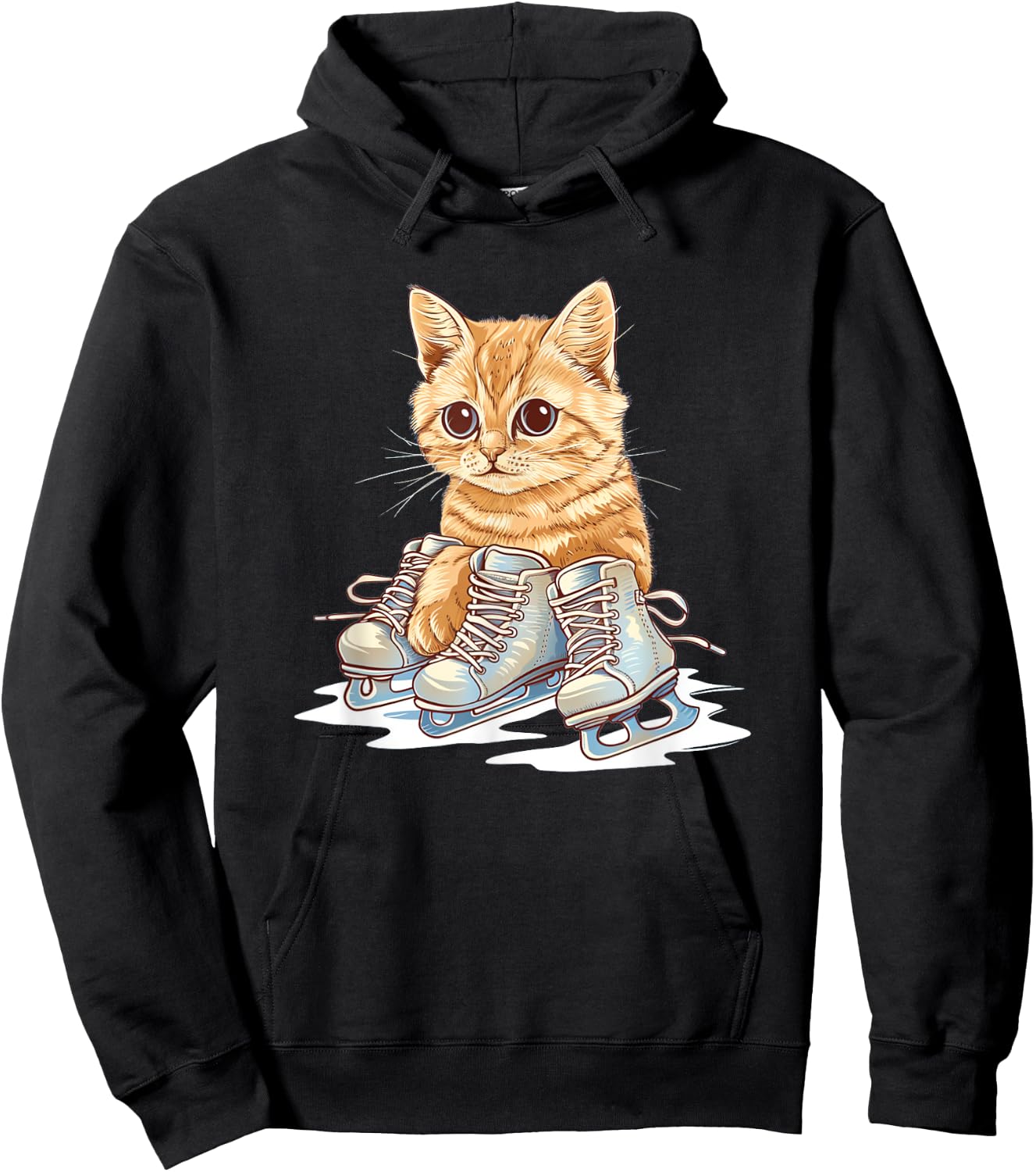 Ice skating Shoes and cute Cat Outfit Men Women Kids Hoodie - Hoodie | Black