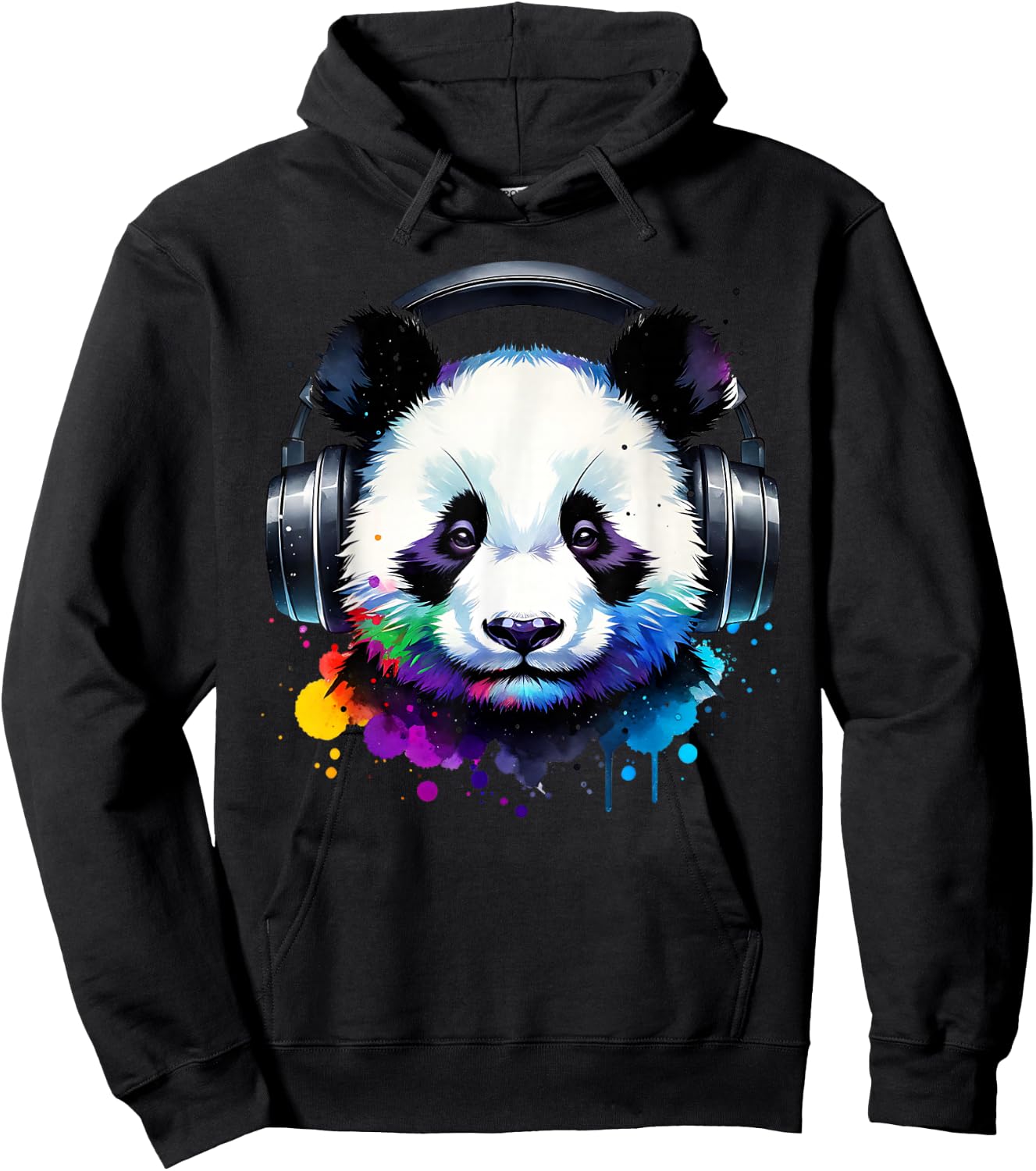 Panda With Headphones Hoodie - Hoodie | Black