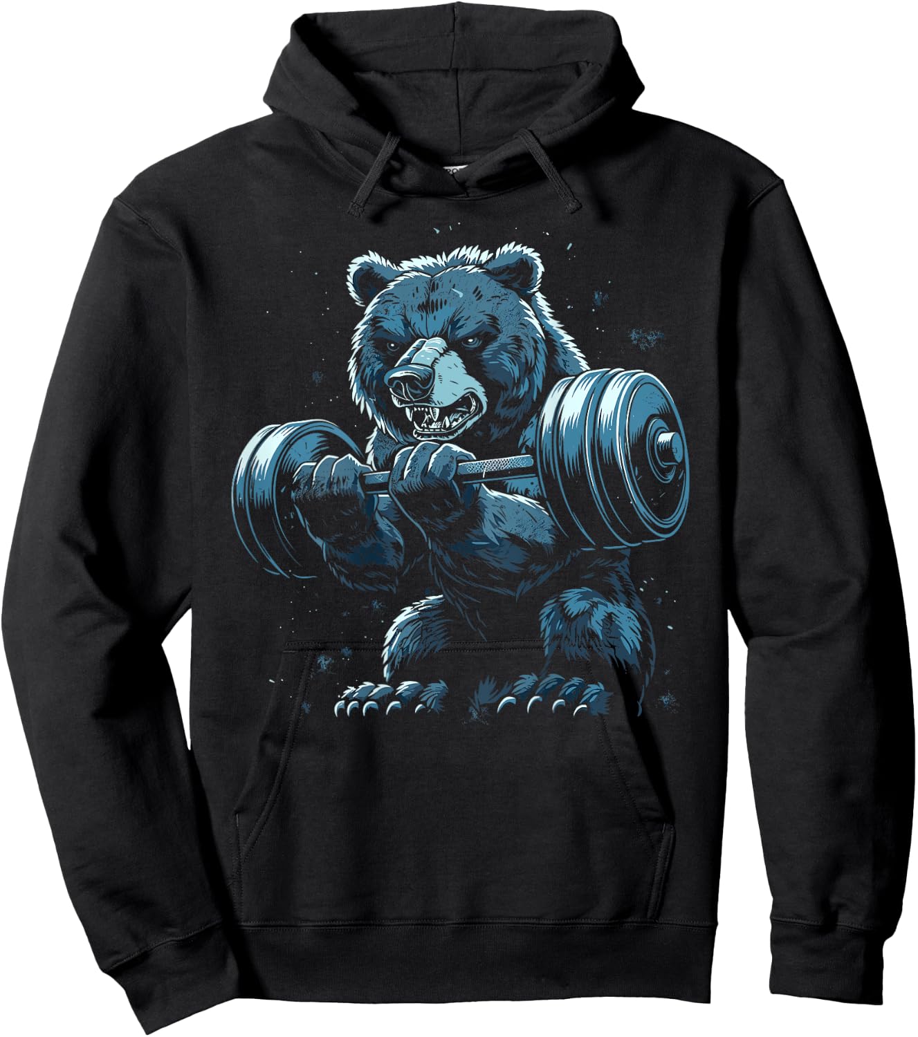 Bear Gym Fitness Back Printed Hoodie - Hoodie | Black