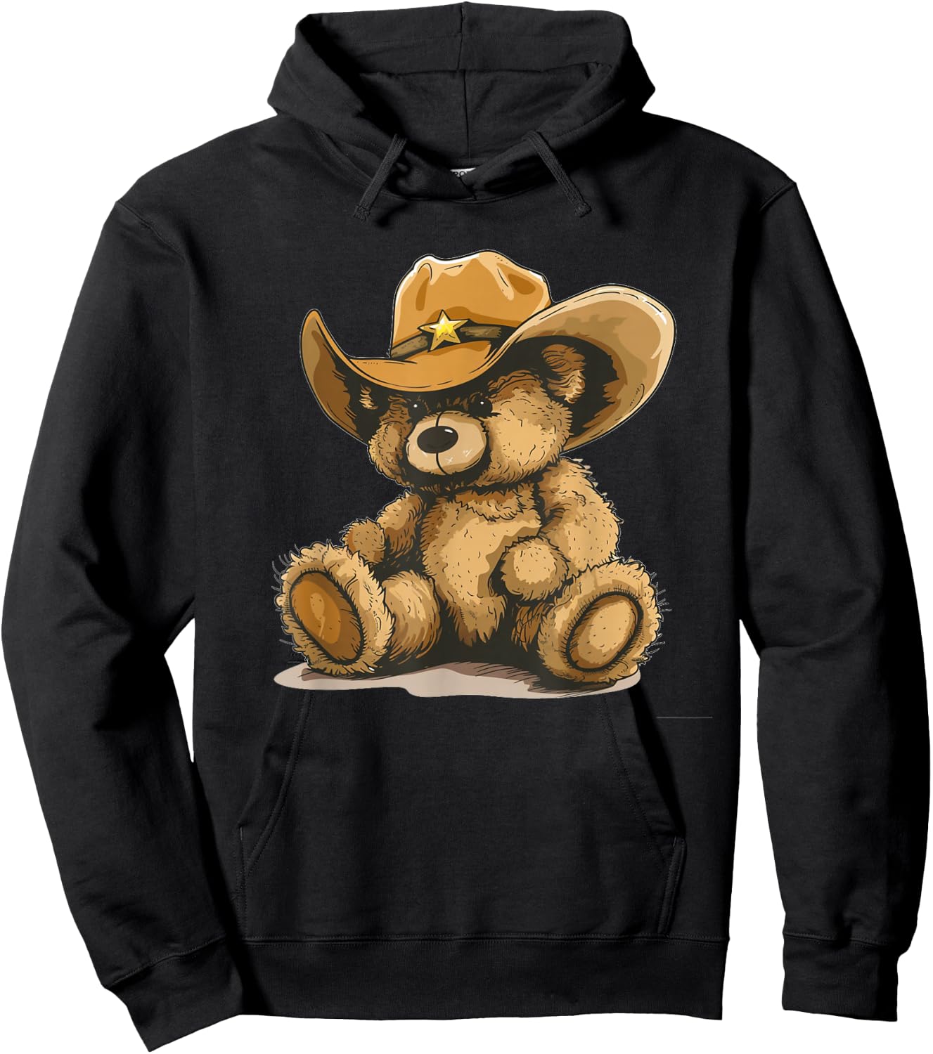 Happy Teddy Bear with Cowboy Hat Costume Hoodie - Hoodie | Black