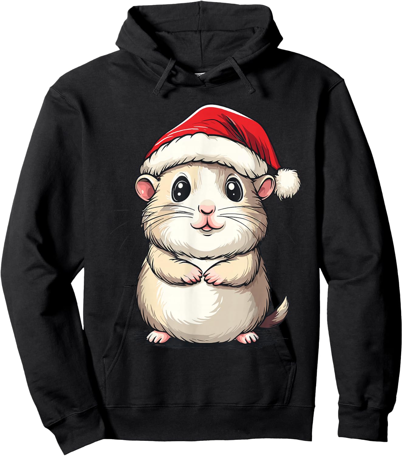 Hamster Santa Hat Pet Lover Boys Girls Kids Christmas Pajama Hoodie - Hoodie | Black