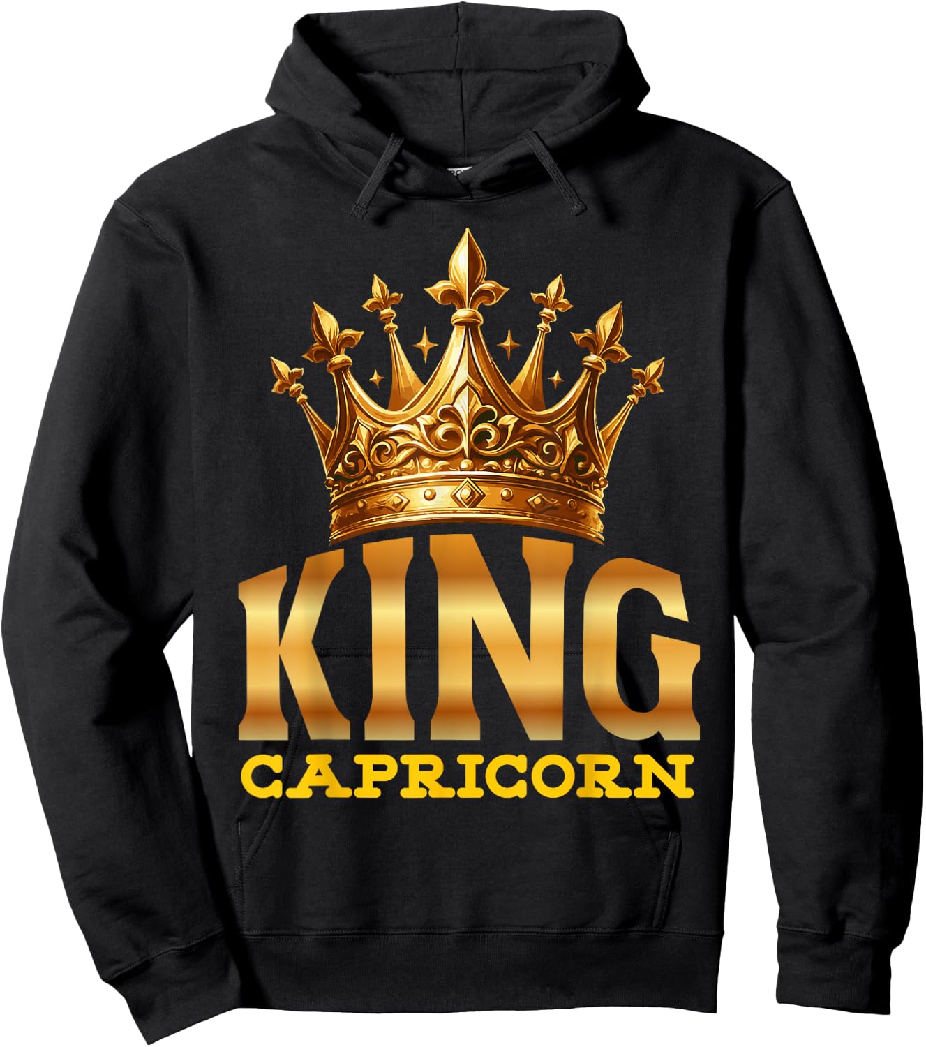King Capricorn Goat Zodiac Sign Crown Hoodie - Hoodie | Black