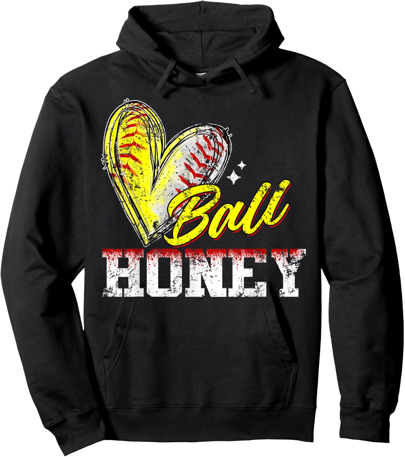 Ball Honey Heart Funny Baseball Softball Honey Hoodie - Hoodie | Black