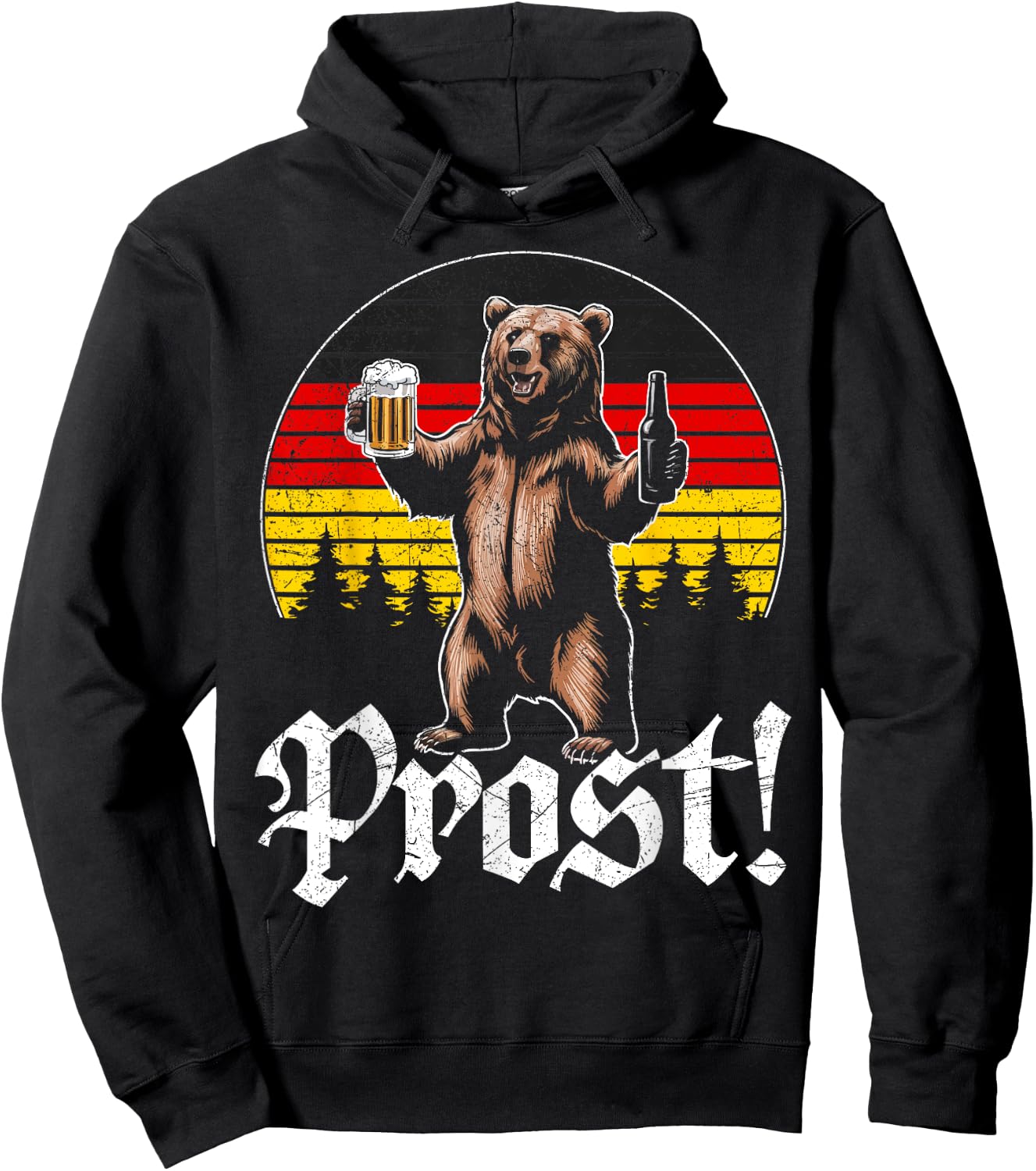 Funny Oktoberfest Cheers Bear Retro Vintage Drinking Costume Hoodie - Hoodie | Black