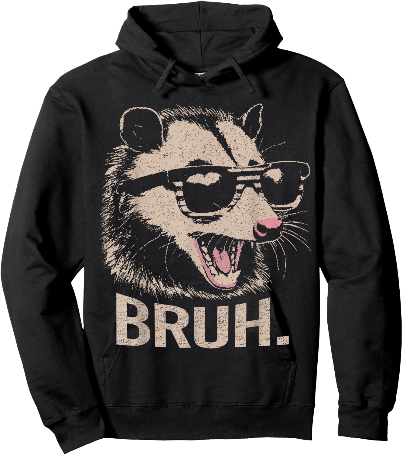 Bruh Opossum Funny Sunglasses Possum Lover Teens Slang Meme Hoodie - Hoodie | Black