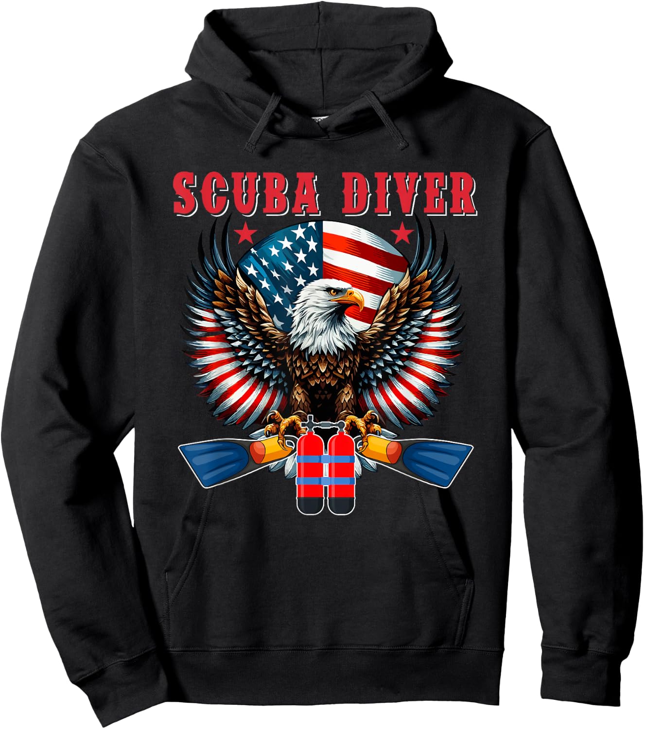 Scuba Diver Job Costume Eagle Proud Flag 4th Of July Lover Hoodie - Hoodie | Black
