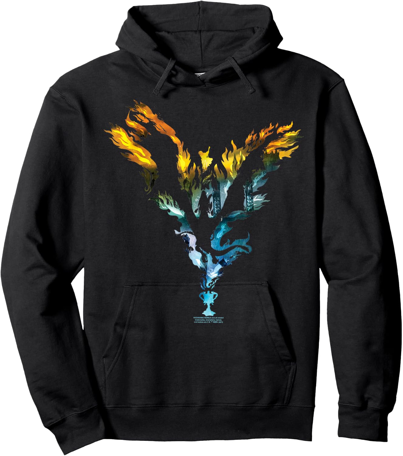 Harry Potter Goblet of Fire Dragon Colour Flames Hoodie - Hoodie | Black