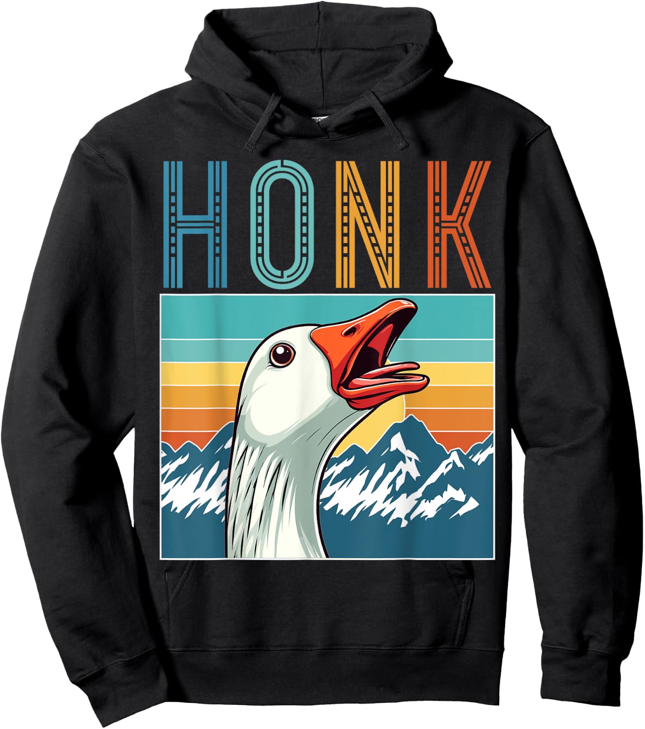 Funny Goose Honk Retro Vintage Hoodie - Hoodie | Black