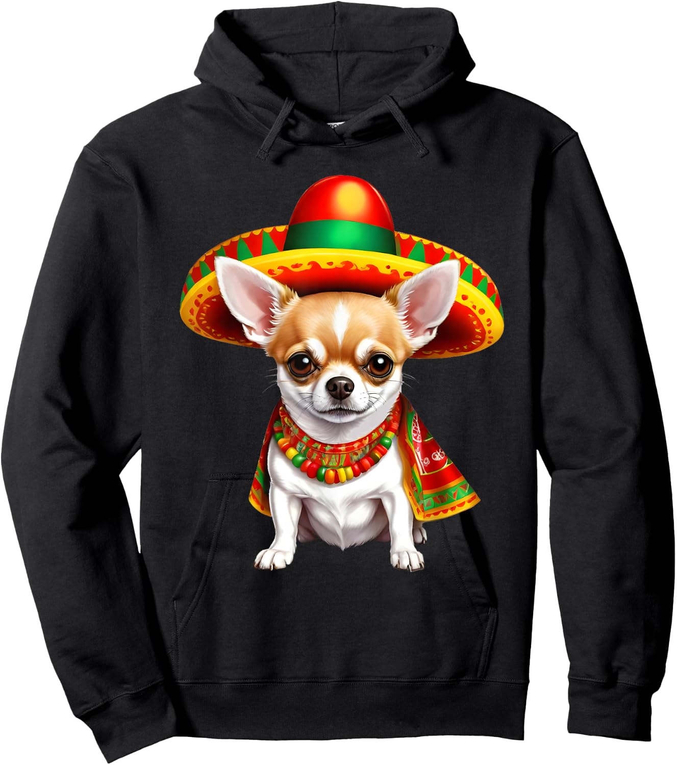 Funny Cinco de Mayo Chihuahua Dog Lovers Mexican Sombrero Men Women Hoodie - Hoodie | Black