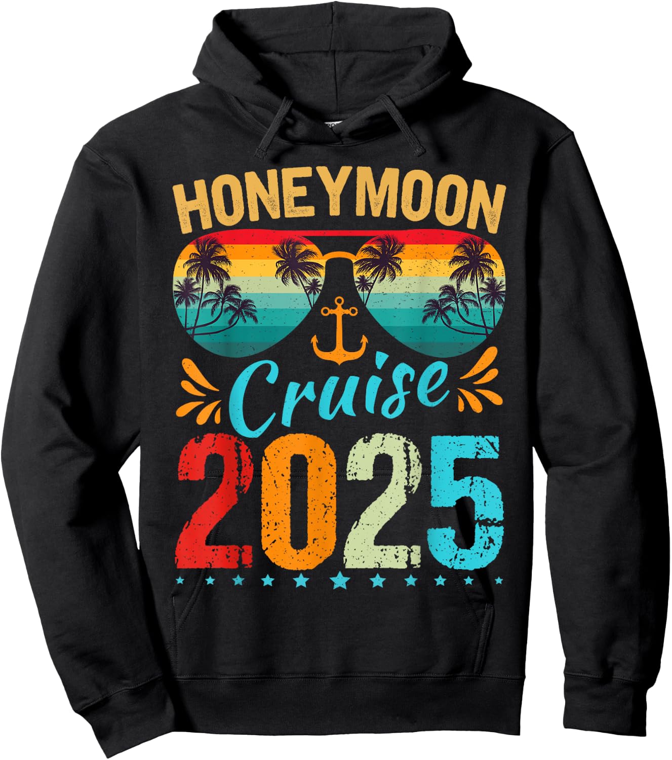 Honeymoon Cruise for Matching Couples 2025 Just Married Hoodie - Hoodie | Black