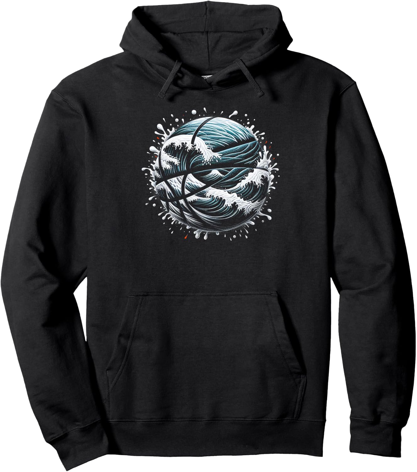 Foam and Waves Basketball Art Design Hoodie - Hoodie | Black