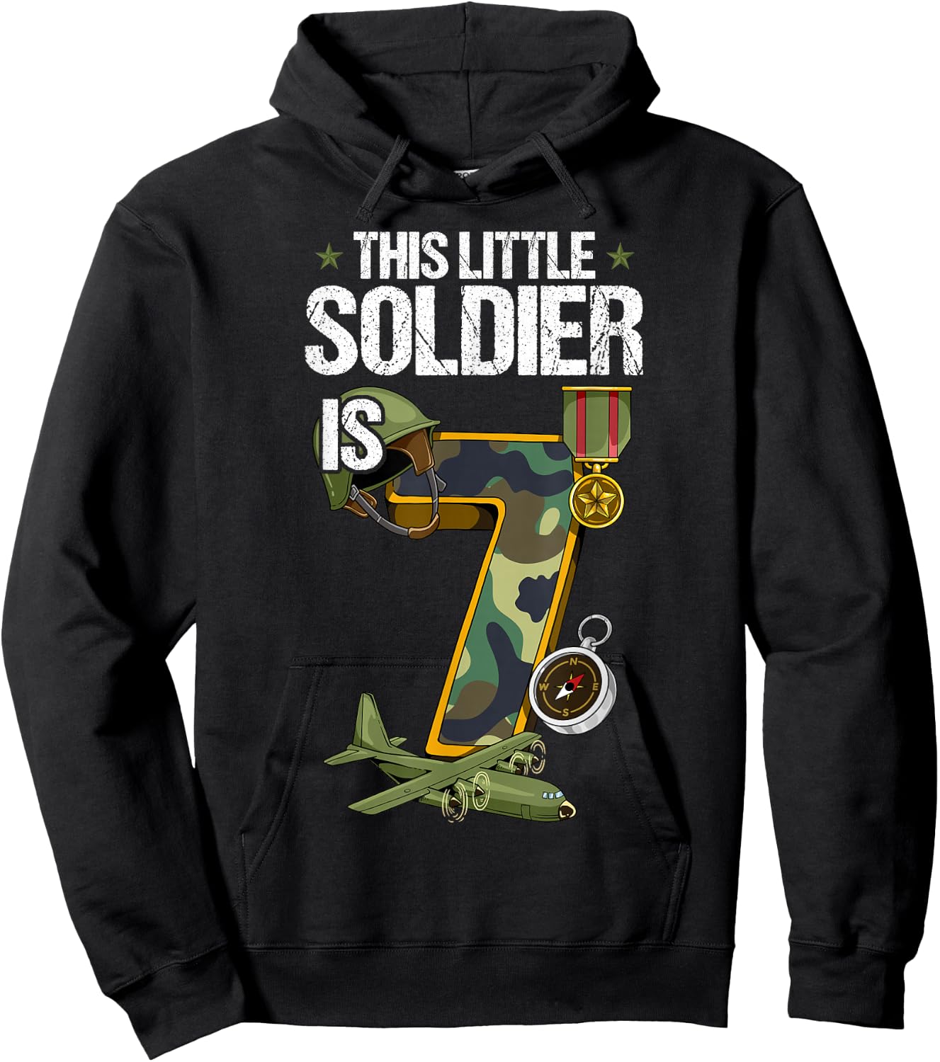 7th Birthday Army Hoodie - Hoodie | Black