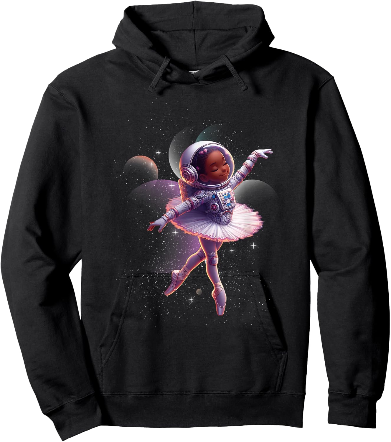 Ballerina Girl Space Astronaut Dancing Girl Dancer Sci-fi Hoodie - Hoodie | Black