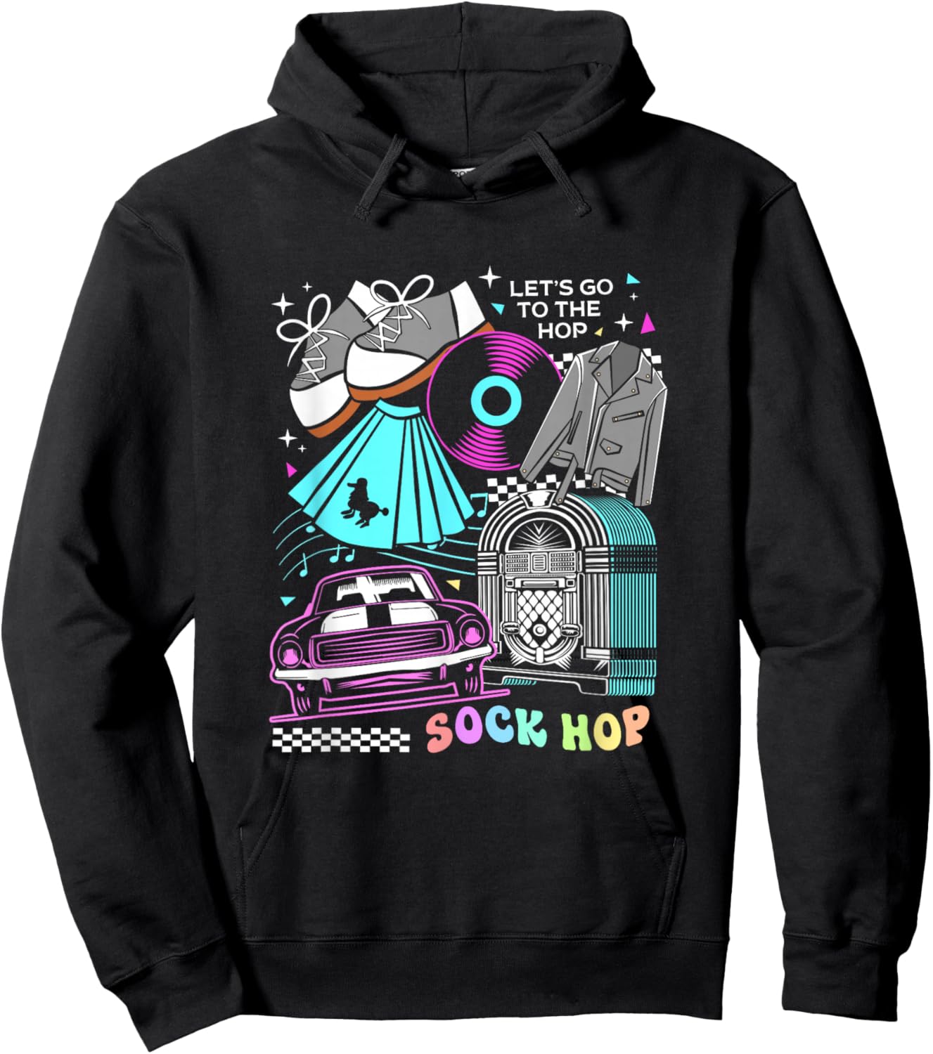Lets Go To The Hop 50s Party Women Sock Hop Hoodie - Hoodie | Black