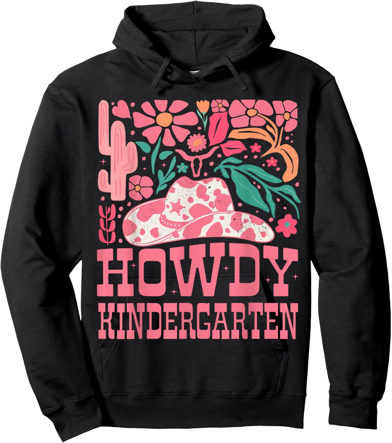 Howdy Kindergarten Western Cowgirls Kindergarten Teacher Hoodie - Hoodie | Black