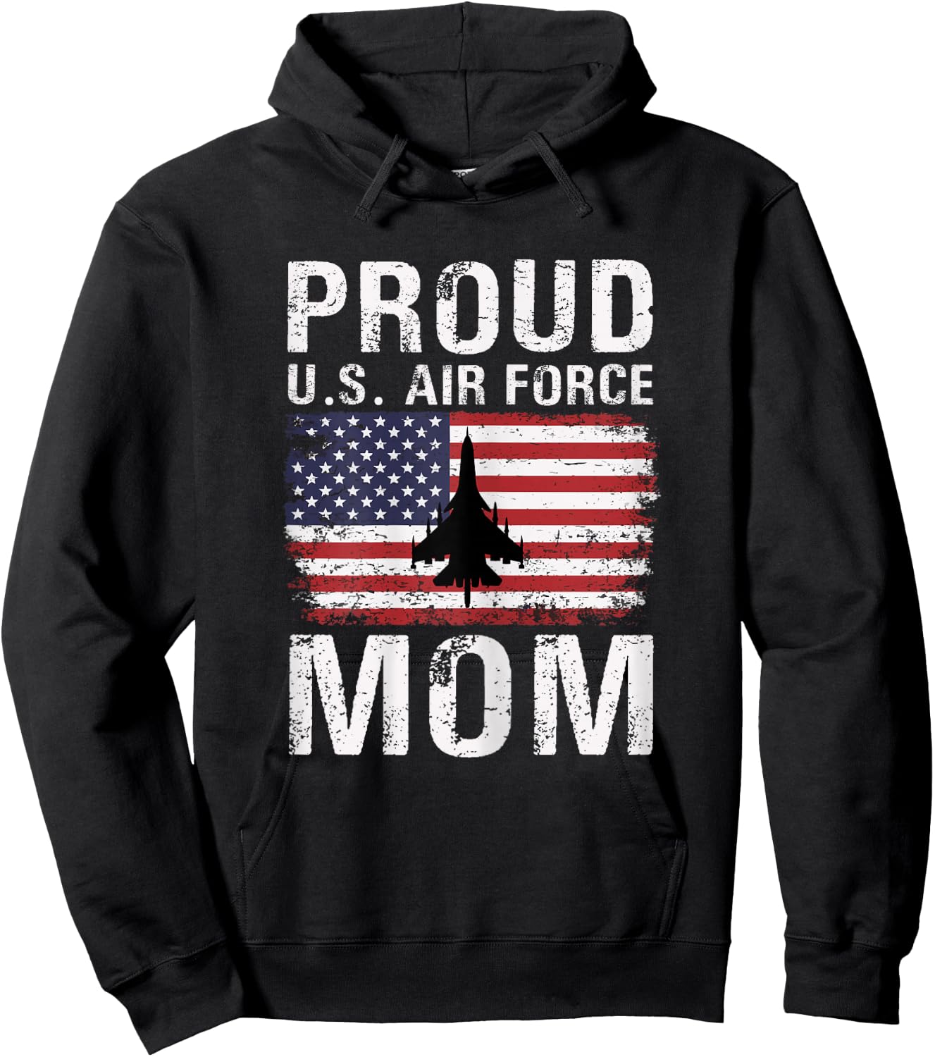 Proud U.S. Air Force Mom American Flag Hoodie - Hoodie | Black