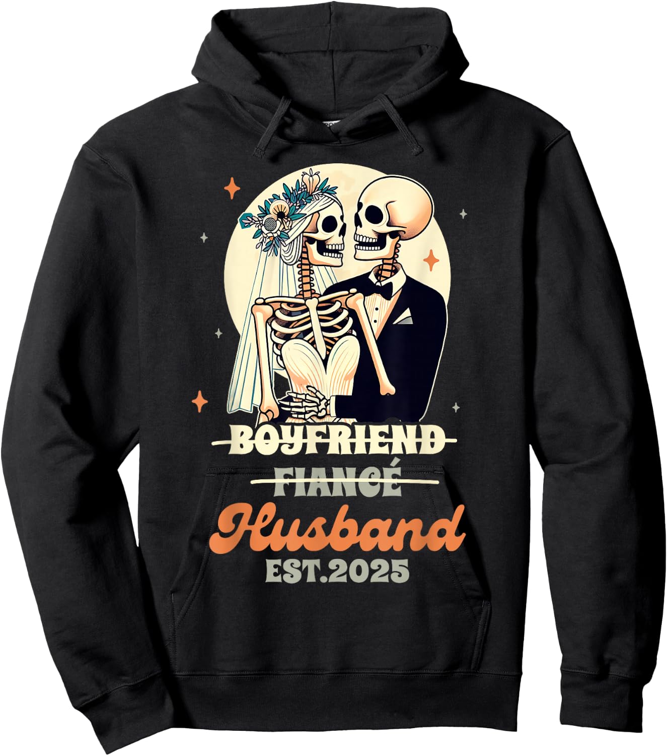 Wife & Husband Married Boyfriend Fiance Husband Est. 2025 Hoodie - Hoodie | Black