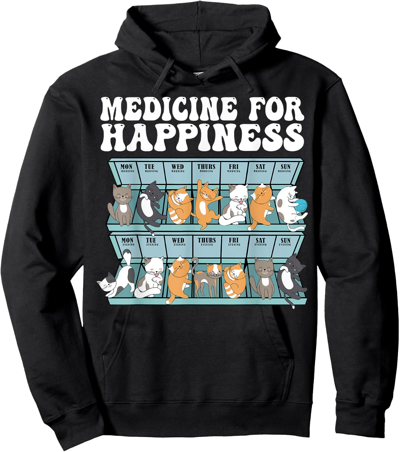Cat Medicine Funny Cat Gifts For Cat Lover, Cat Dad, Cat Mom Hoodie - Hoodie | Black