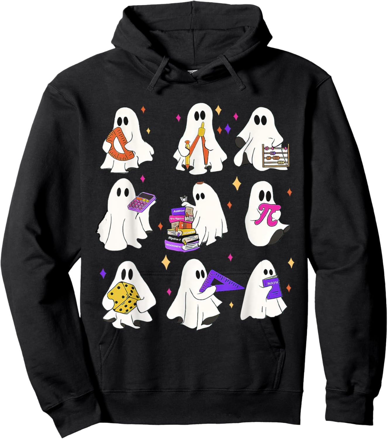Halloween Math Teacher, Ghost Math Teacher, Back To School Hoodie - Hoodie | Black