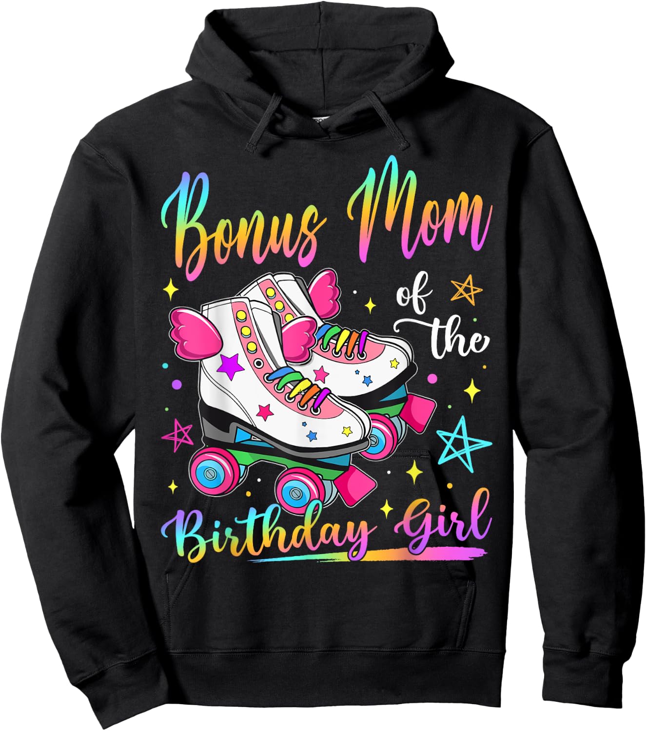 Bonus Mom Of The Birthday Girl Rolling Skate Family Matching Hoodie - Hoodie | Black