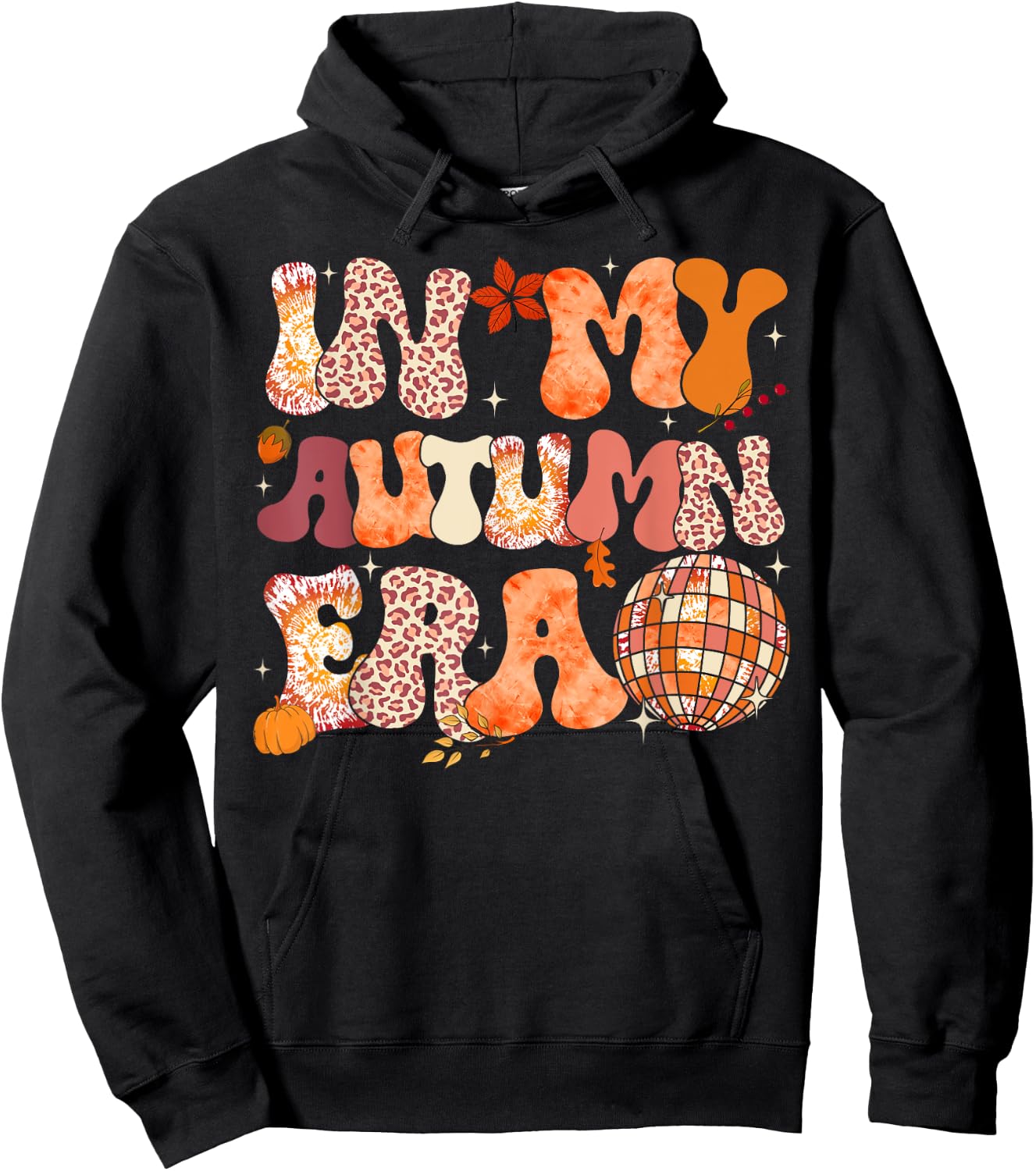In My Autumn Era Leopard Tie Dye Thanksgiving Autumn Fall Hoodie - Hoodie | Black