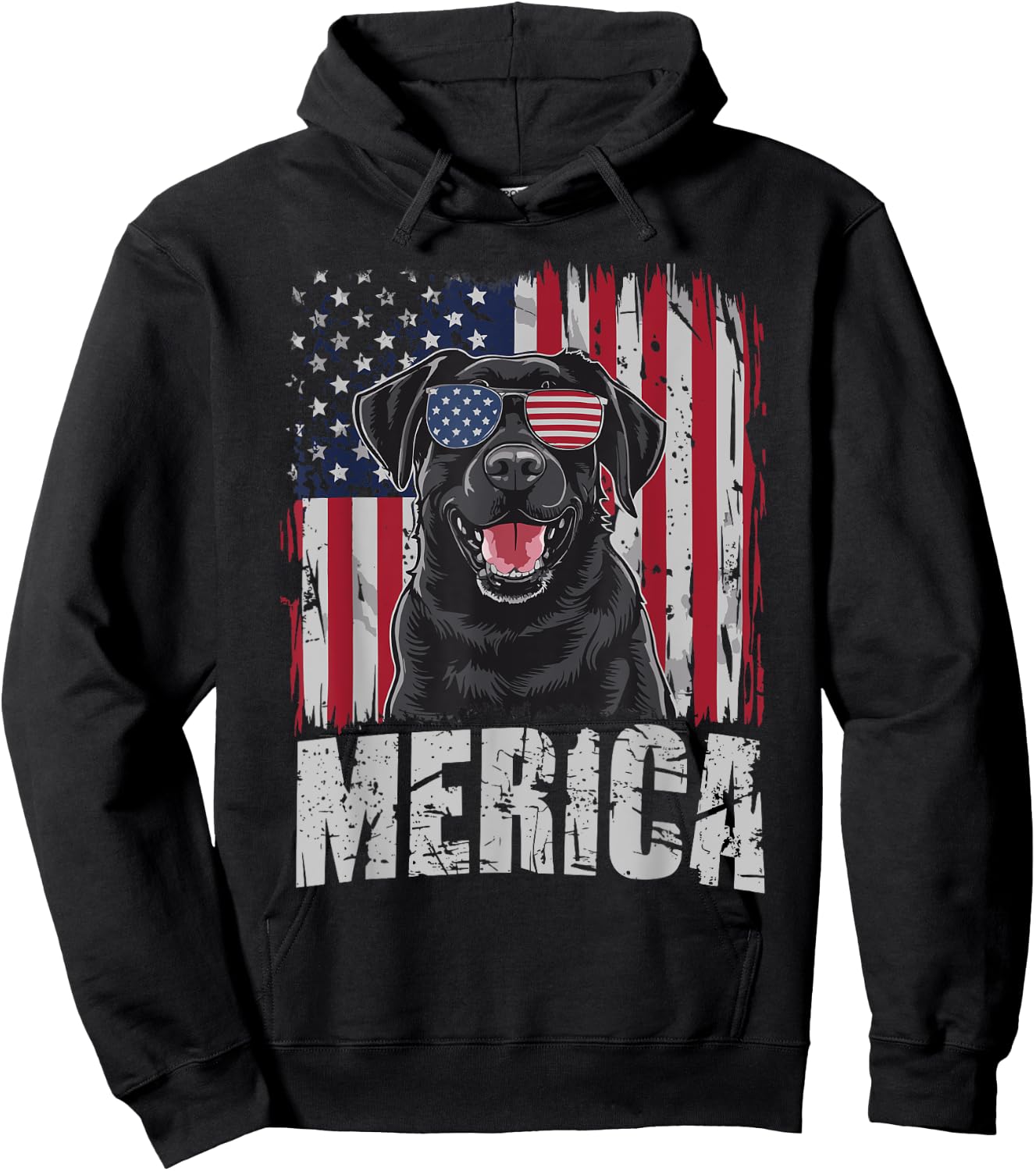 Black Labrador Retriever 4th Of July Merica USA Flag Men Hoodie - Hoodie | Black