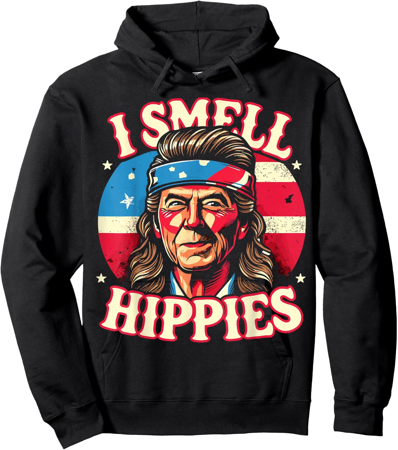 I Smell Hippies USA Funny 4th of July Men Hippie Hoodie - Hoodie | Black