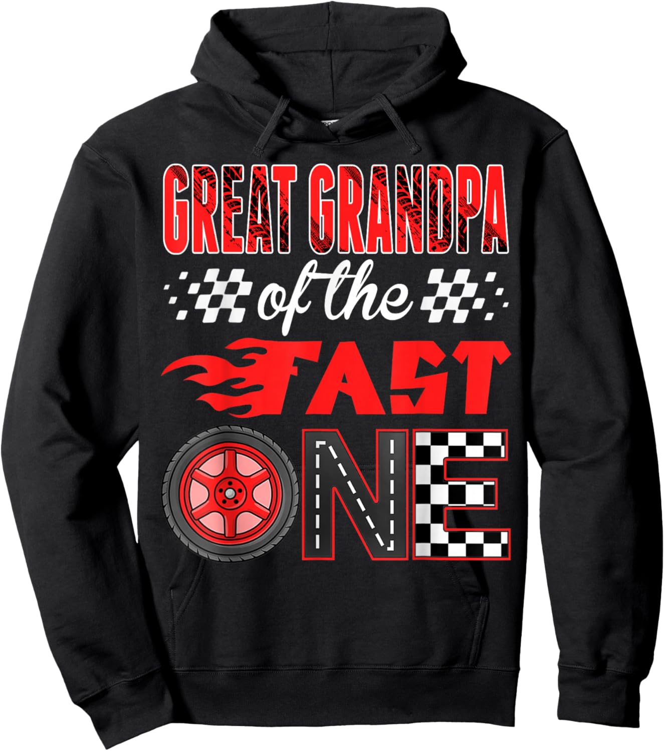 Great Grandpa of The Fast One Birthday 1st Race Car Family Hoodie - Hoodie | Black