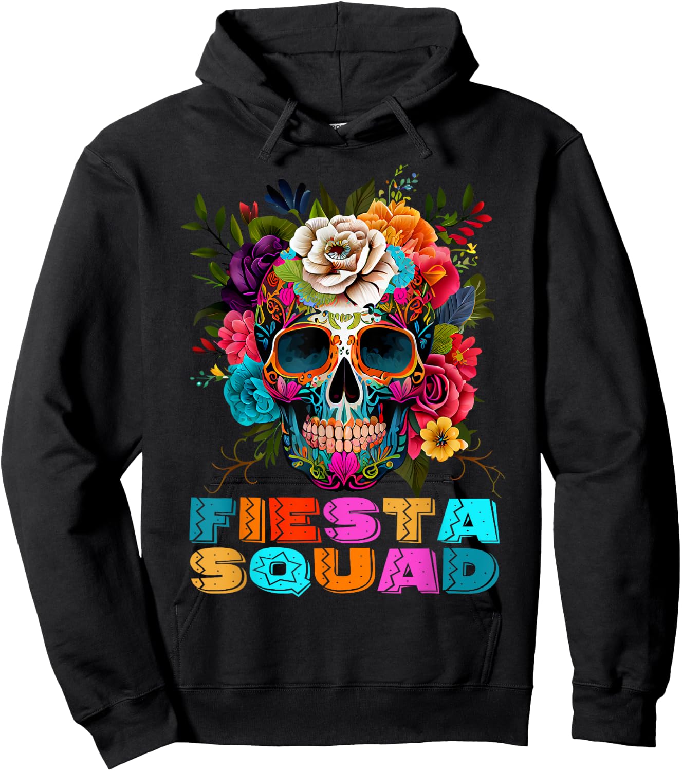Funny Cinco De Mayo Shirts Fiesta Squad Mexican Skull Kids Hoodie - Hoodie | Black