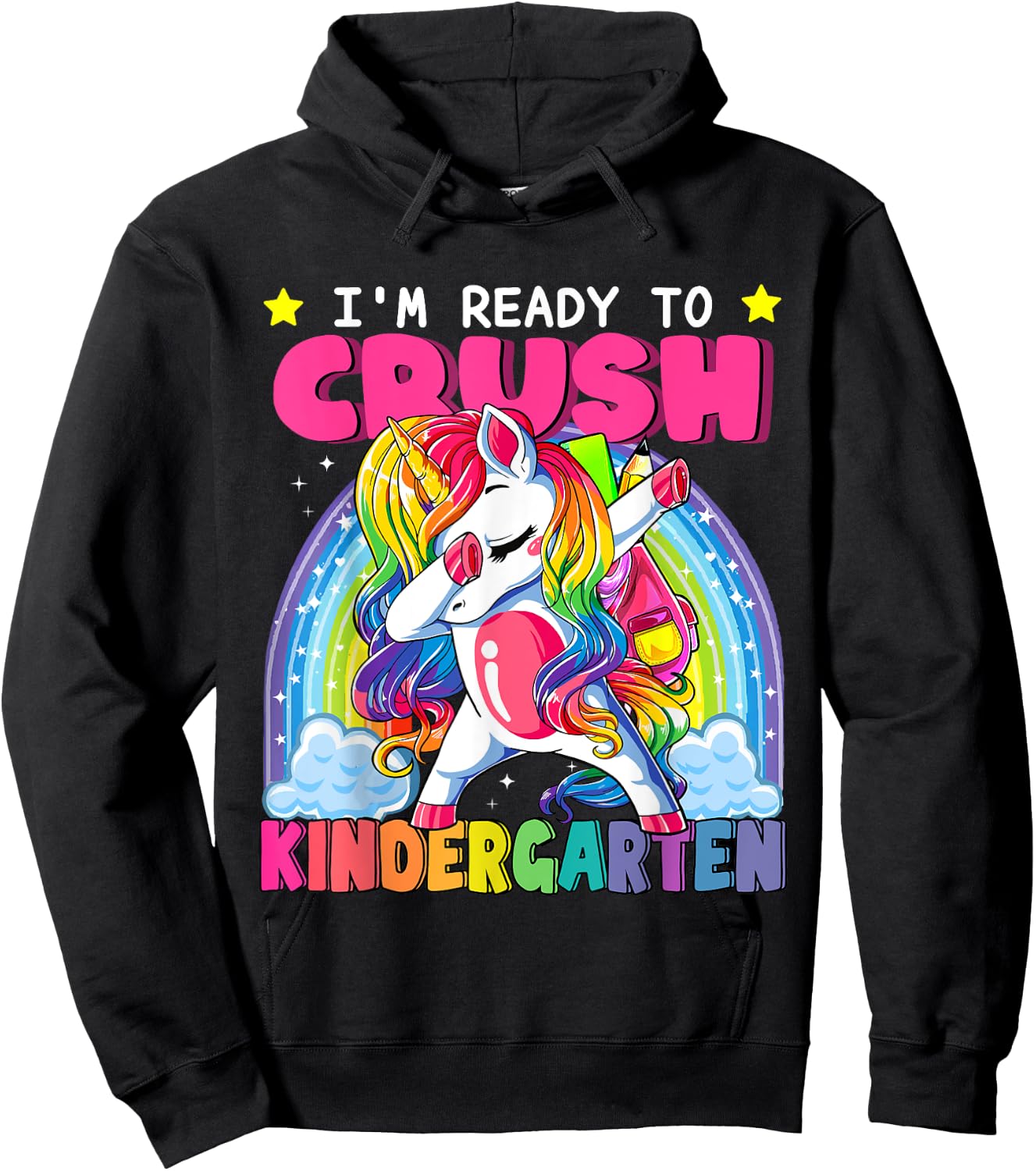 Back To School Unicorn I'm Ready To Crush Kindergarten Kid Hoodie - Hoodie | Black