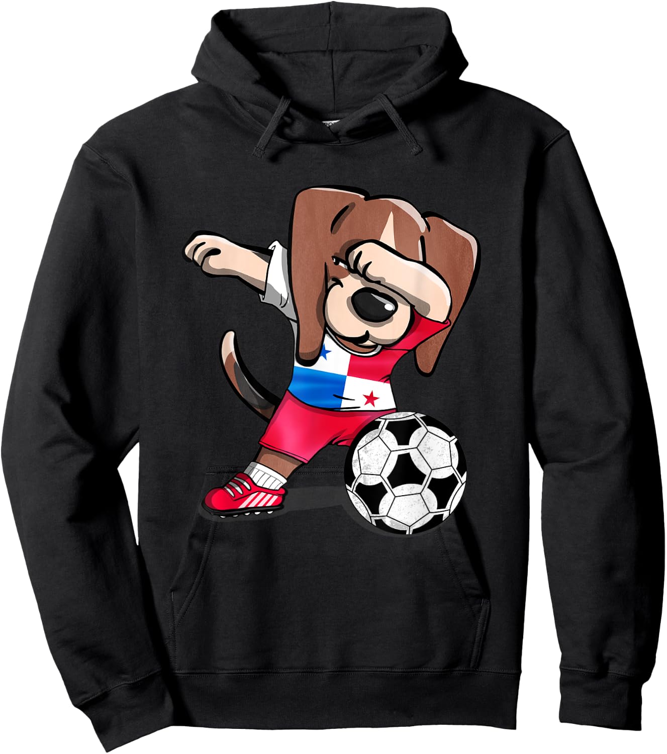 Dabbing Beagle Panama Soccer Fans Jersey Panamanian Football Hoodie - Hoodie | Black