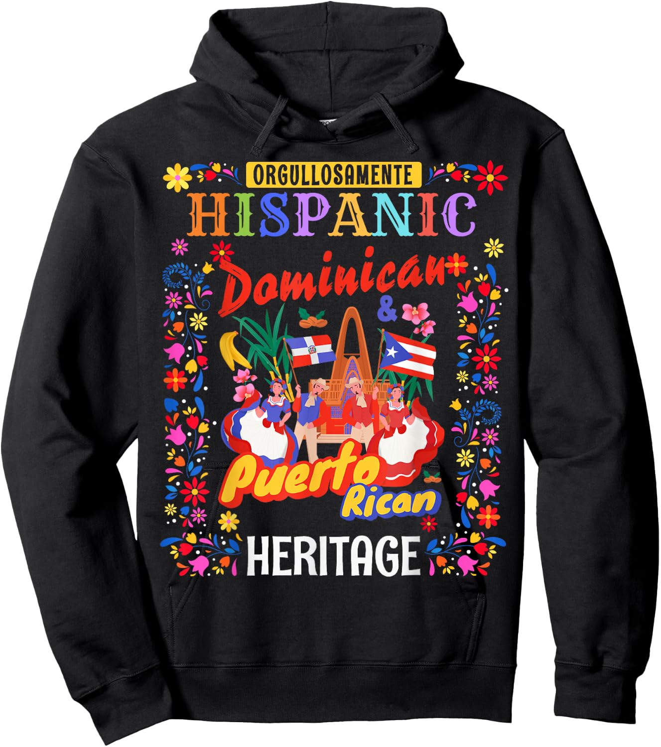 Puerto Rican & Dominican Flag Outfit Idea Women Dominican Hoodie - Hoodie | Black