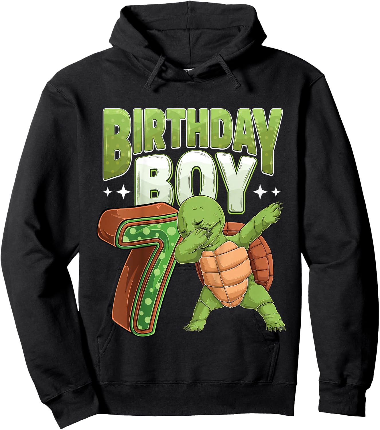 Kids 7 year old Turtle animal lovers 7th Birthday Boy Hoodie - Hoodie | Black