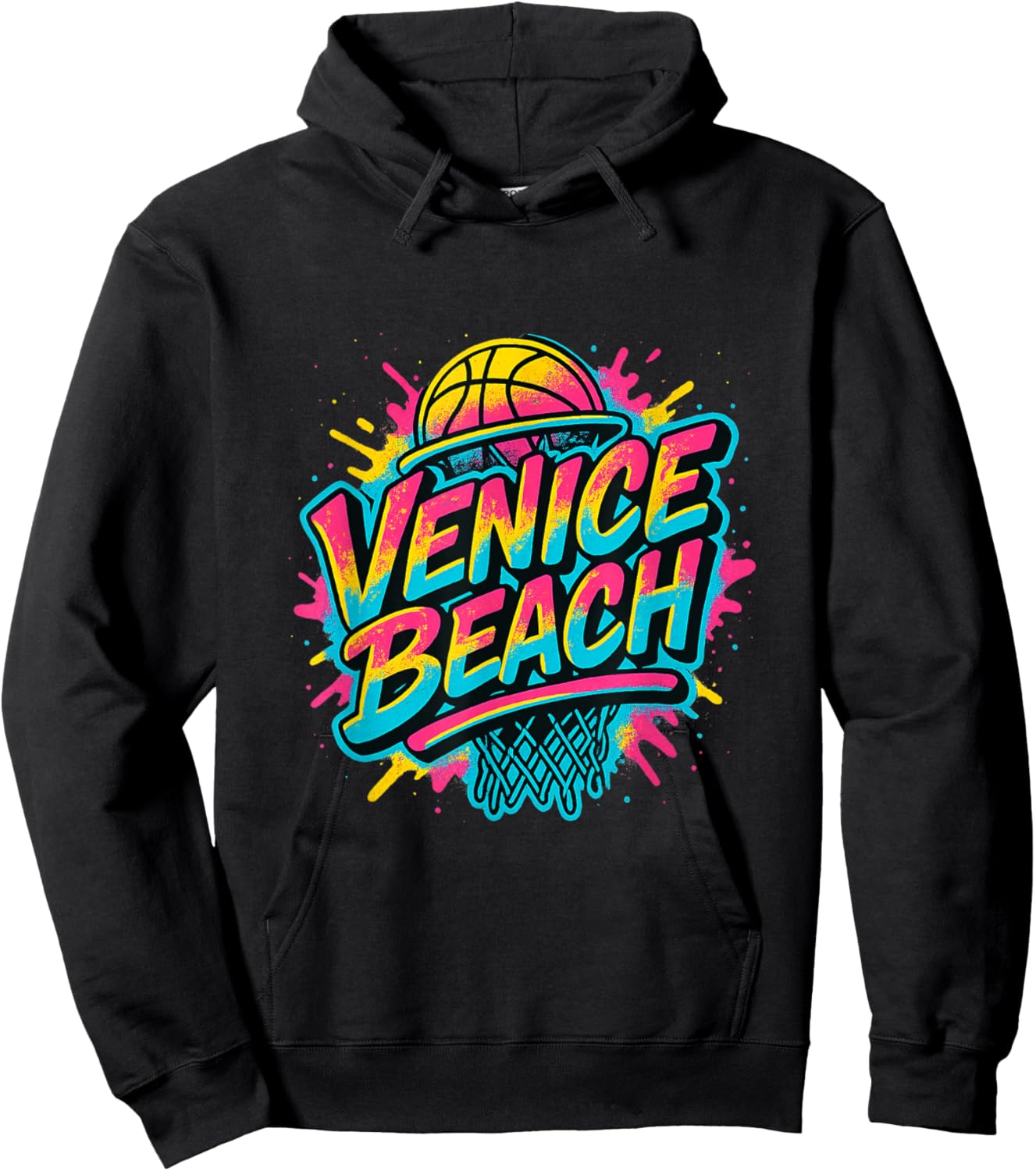 Venice Beach Streetball 90s Style Graffiti Basketball Graphi Hoodie - Hoodie | Black