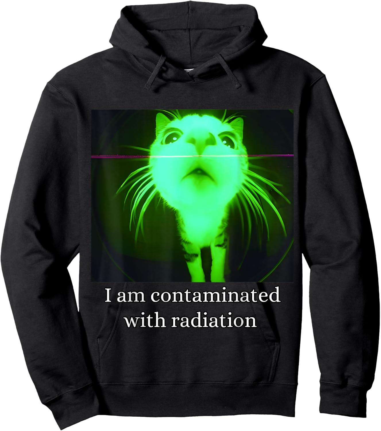 I Am Contaminated with Radiation Funny Ironic Cat Meme Hoodie - Hoodie | Black