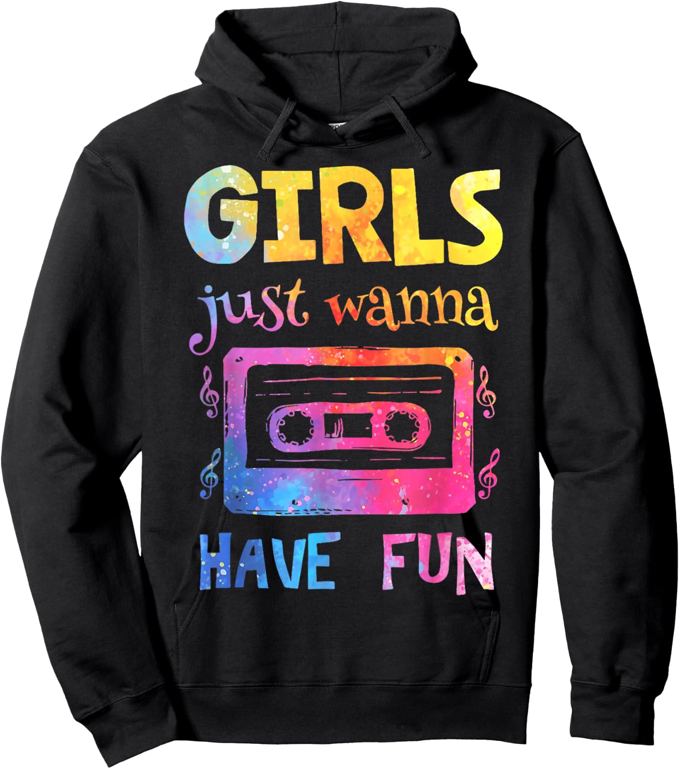 Retro Girls Just Wanna Have Fun Nostalgia 1980s 80's Black Hoodie - Hoodie | Black