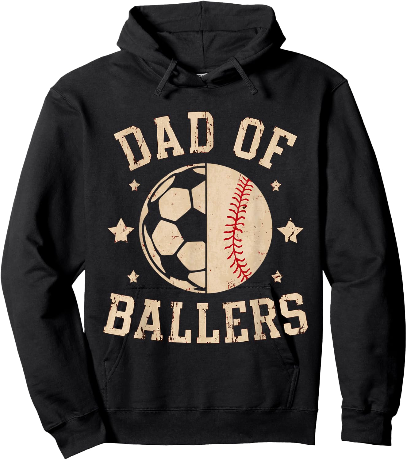 Dad Of Ballers Baseball Soccer Ball Fathers Day coach Hoodie - Hoodie | Black