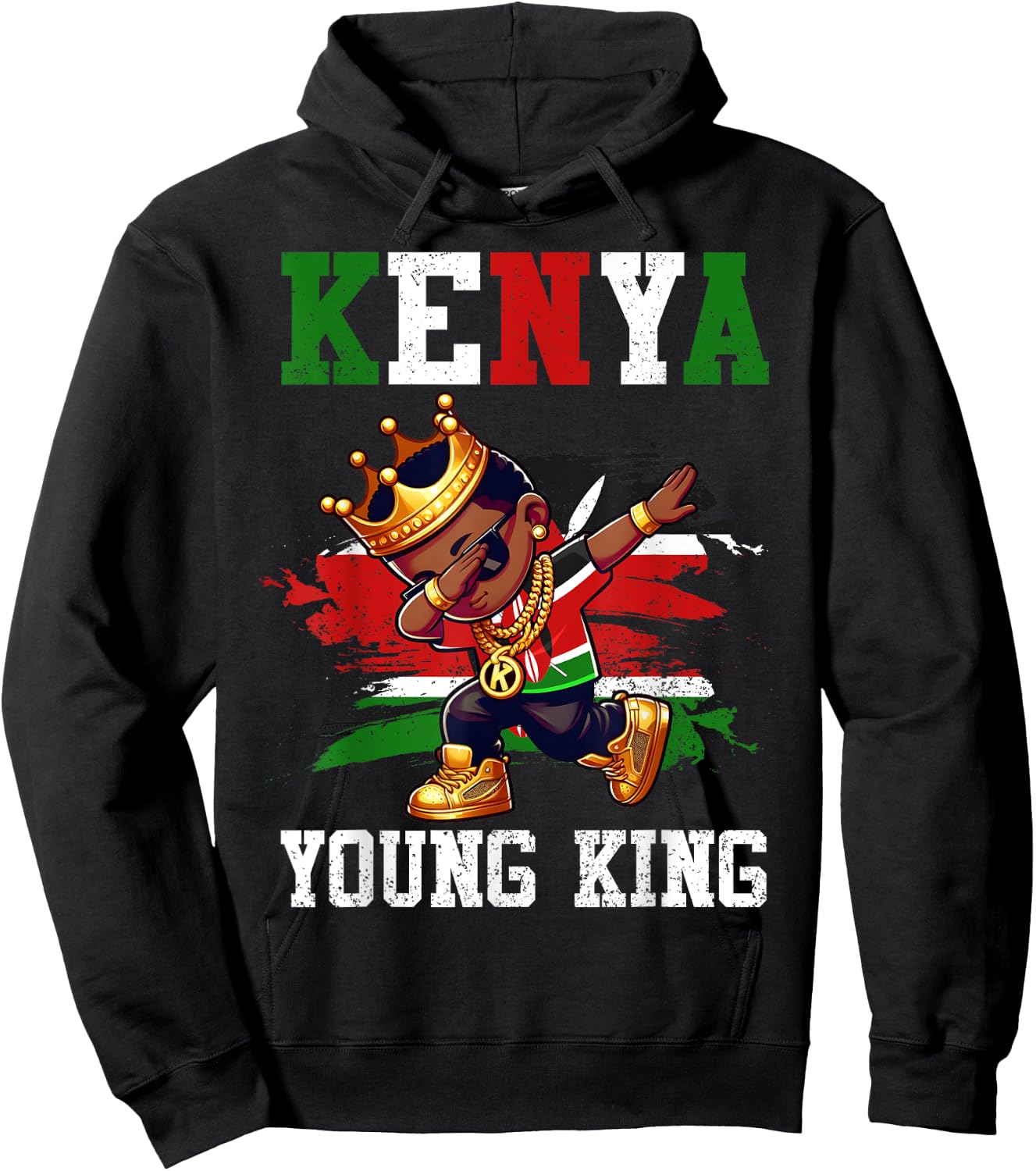 Kenya Young King Kenyan Boy African Proud Kenyan Flag Hoodie - Hoodie | Black