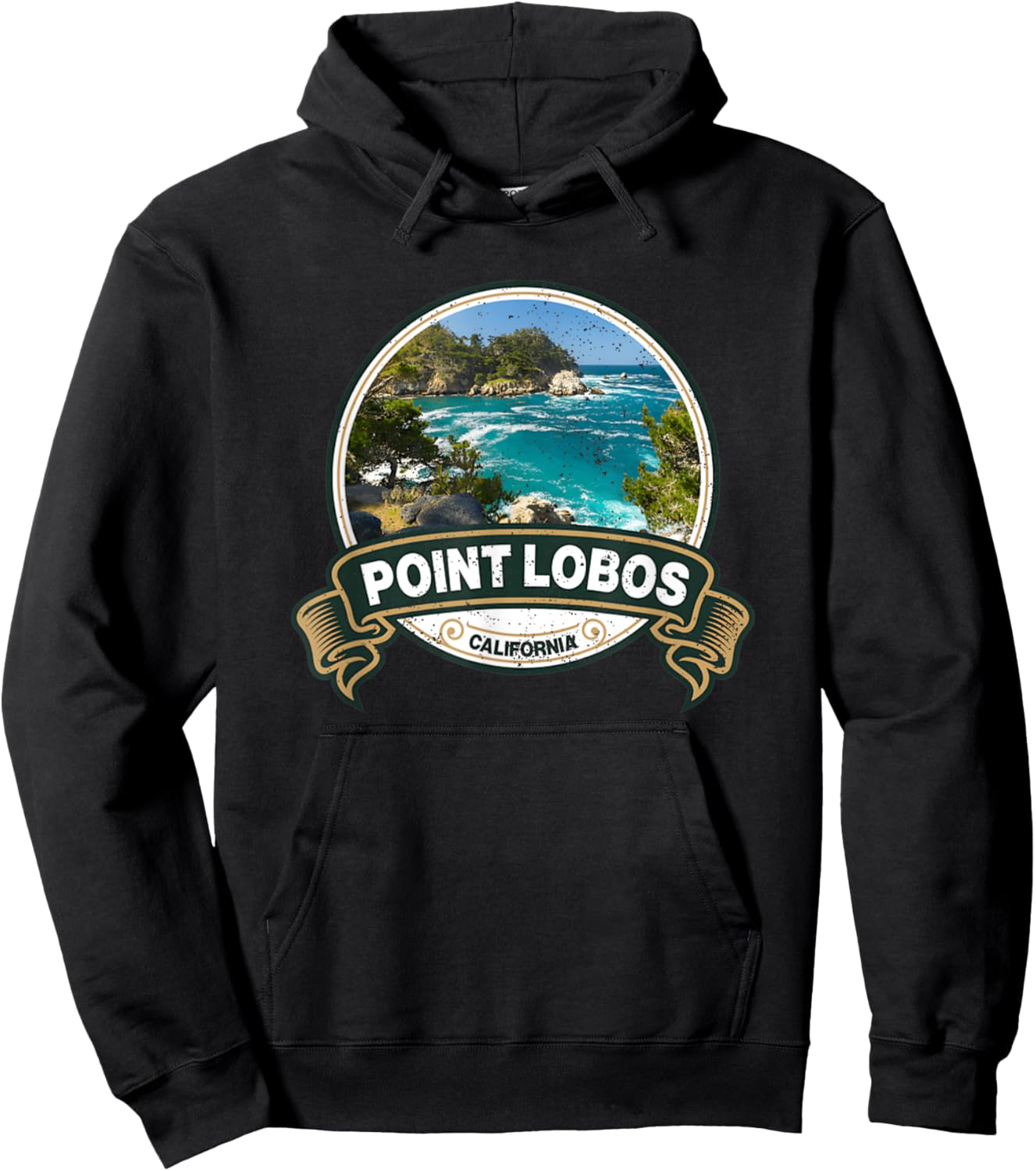 Vintage Nature Point Lobos California Travel Badge Hoodie - Hoodie | Black